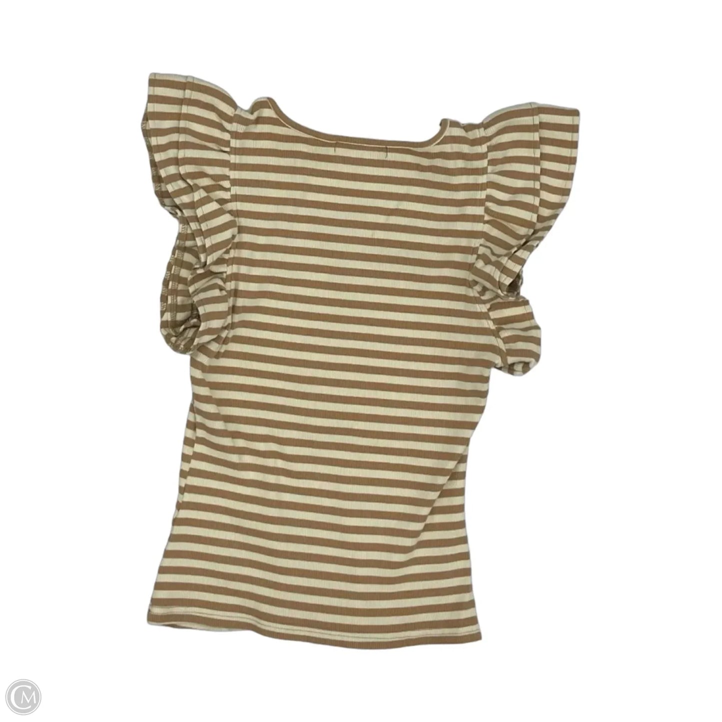 Top Short Sleeve By Zesica In Brown & Cream, Size: L