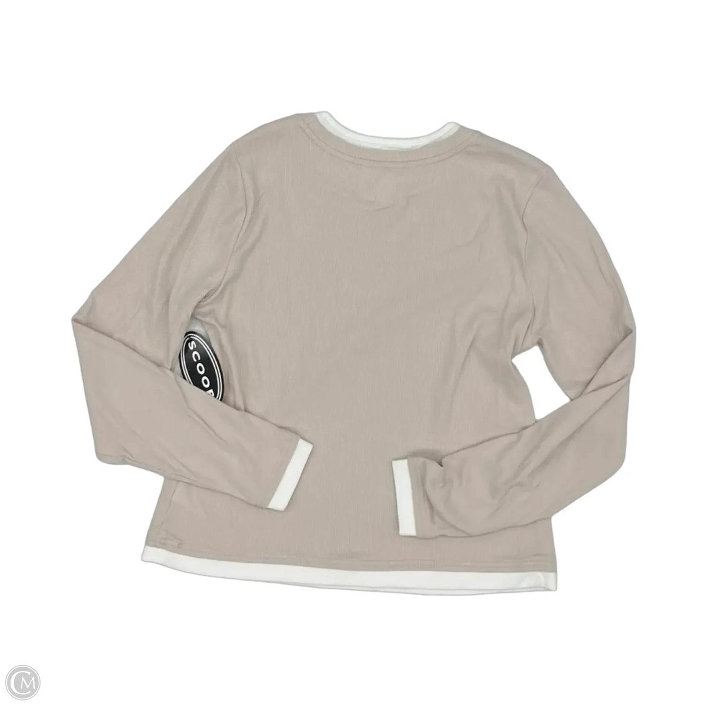 Top Long Sleeve By Scoop In Cream & Tan, Size: Xxl