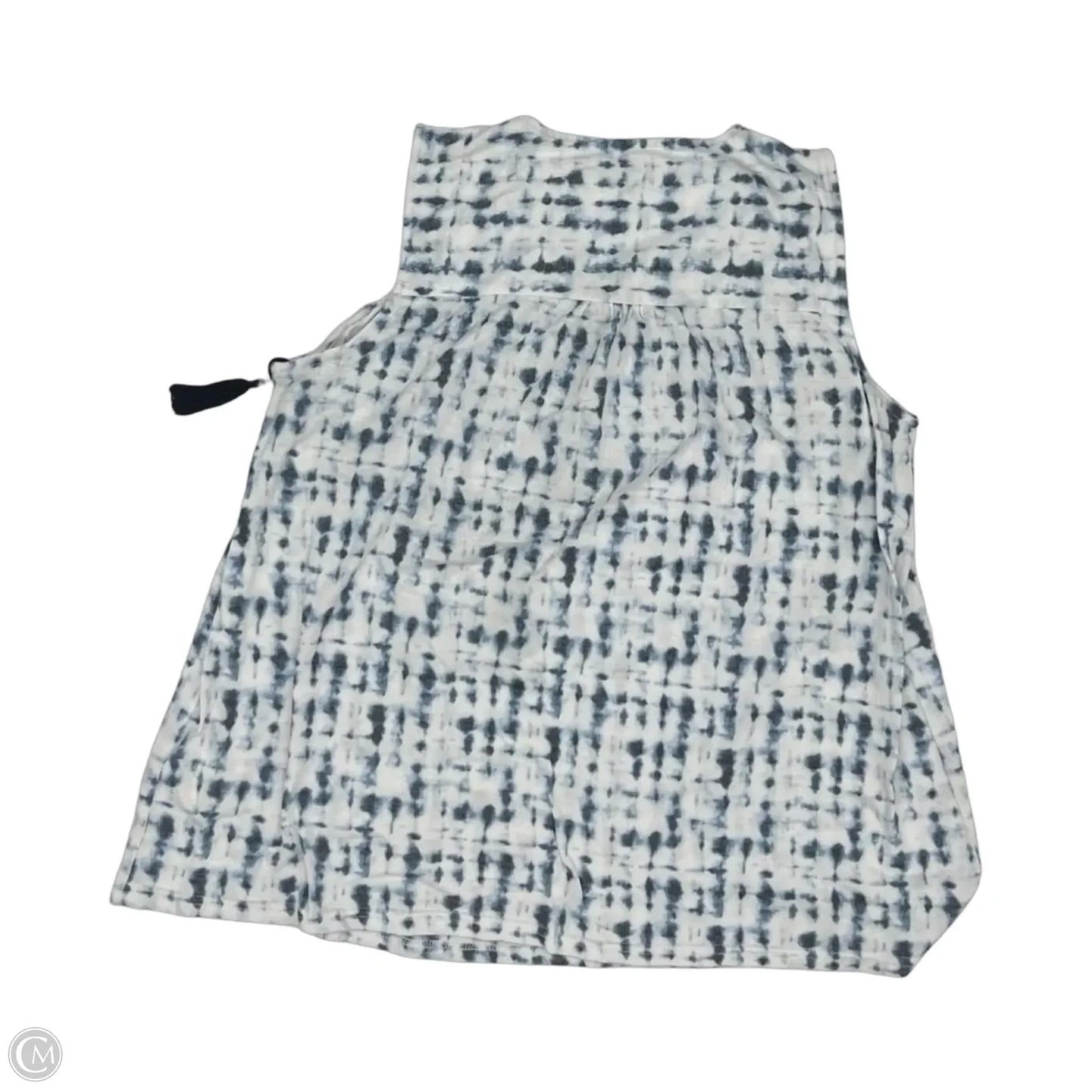 Blouse Sleeveless By Skyes The Limit In Blue & White, Size: L