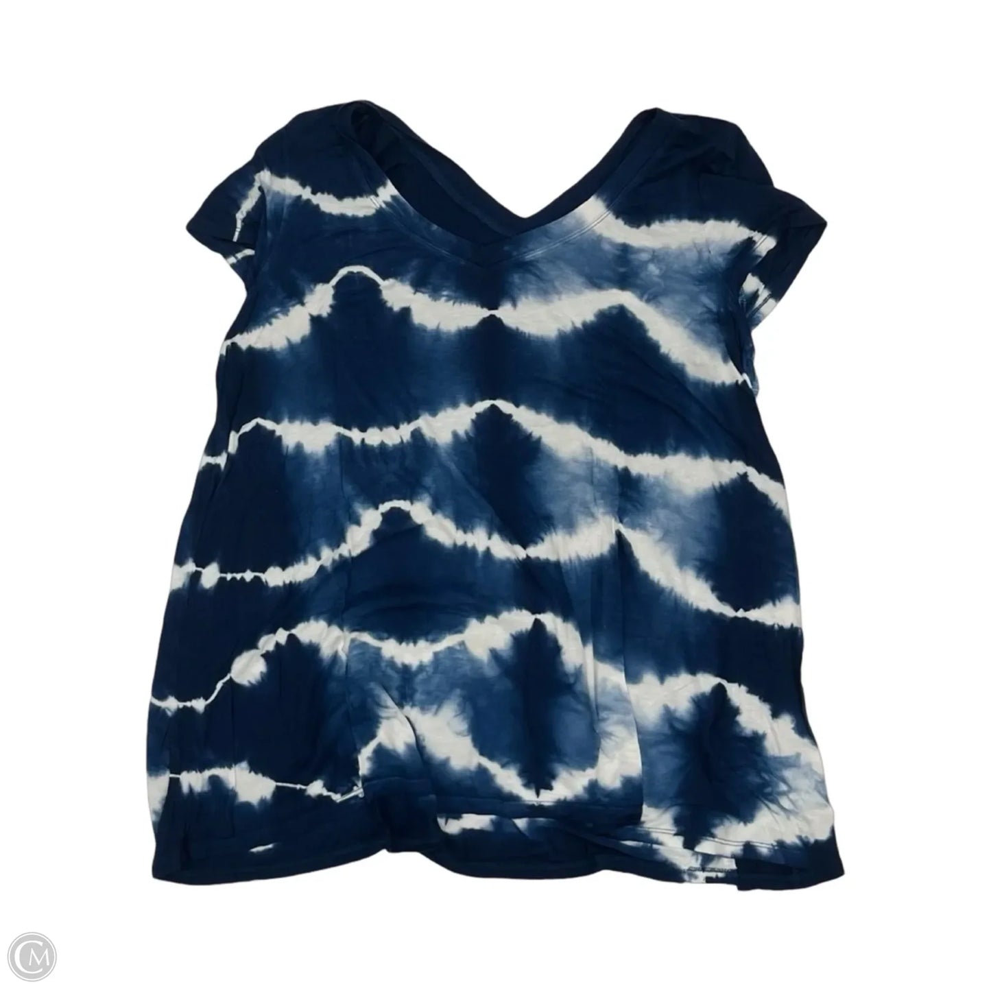 Top Short Sleeve By Max Jeans In Blue & White, Size: M
