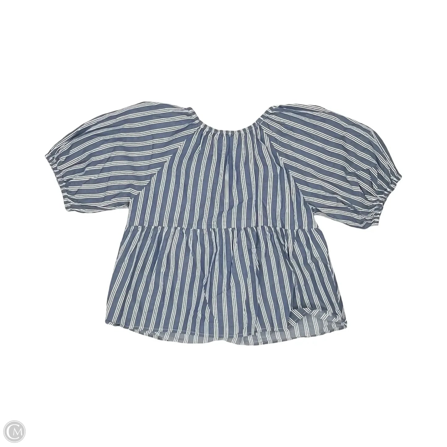 Blouse Short Sleeve By Old Navy In Blue & Cream, Size: M