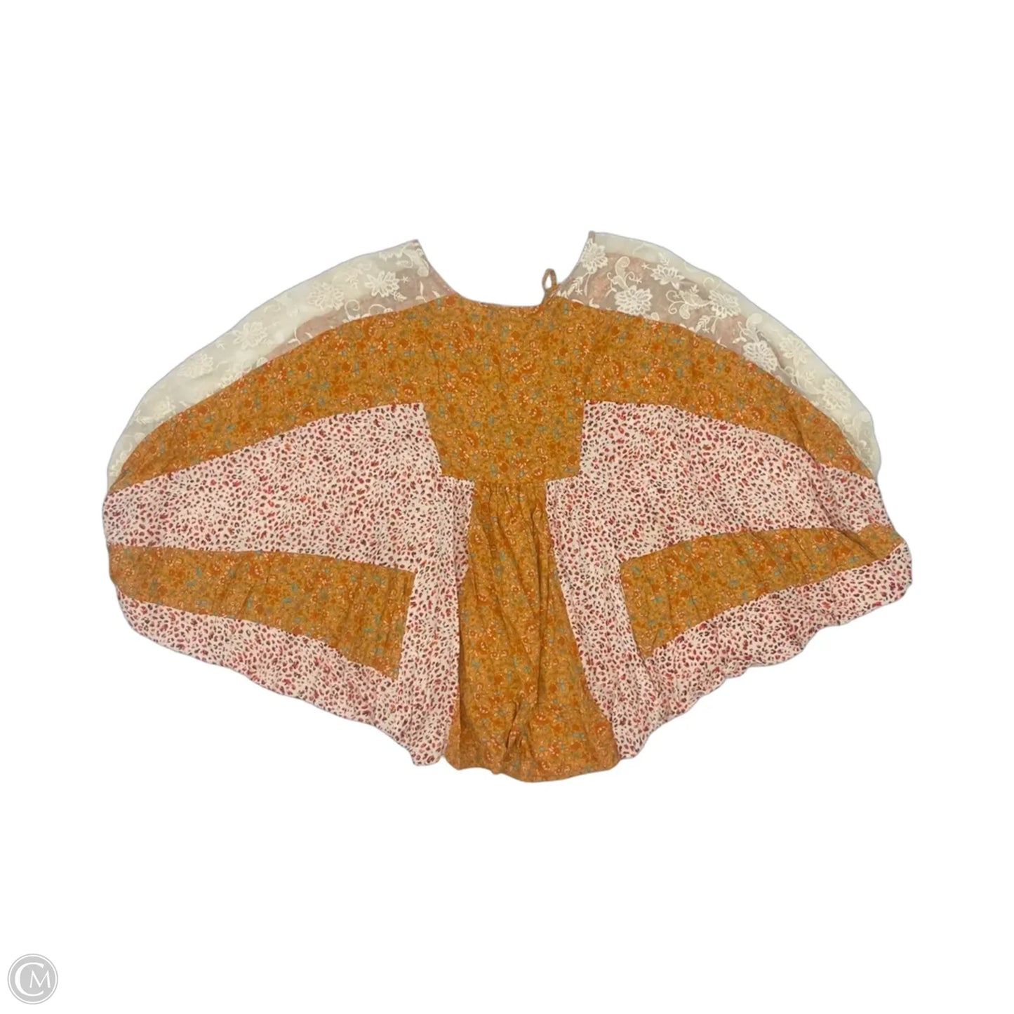 Blouse 3/4 Sleeve By Gigio In Orange & White, Size: M