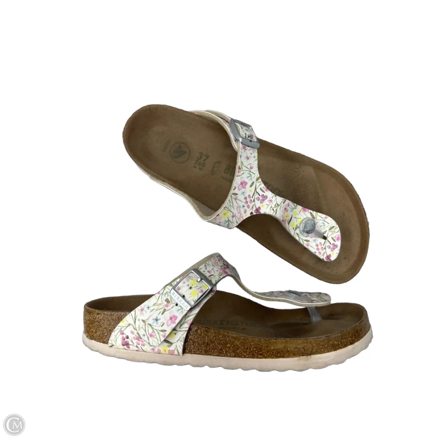 Sandals Flats By Birkenstock In Floral Print, Size: 6