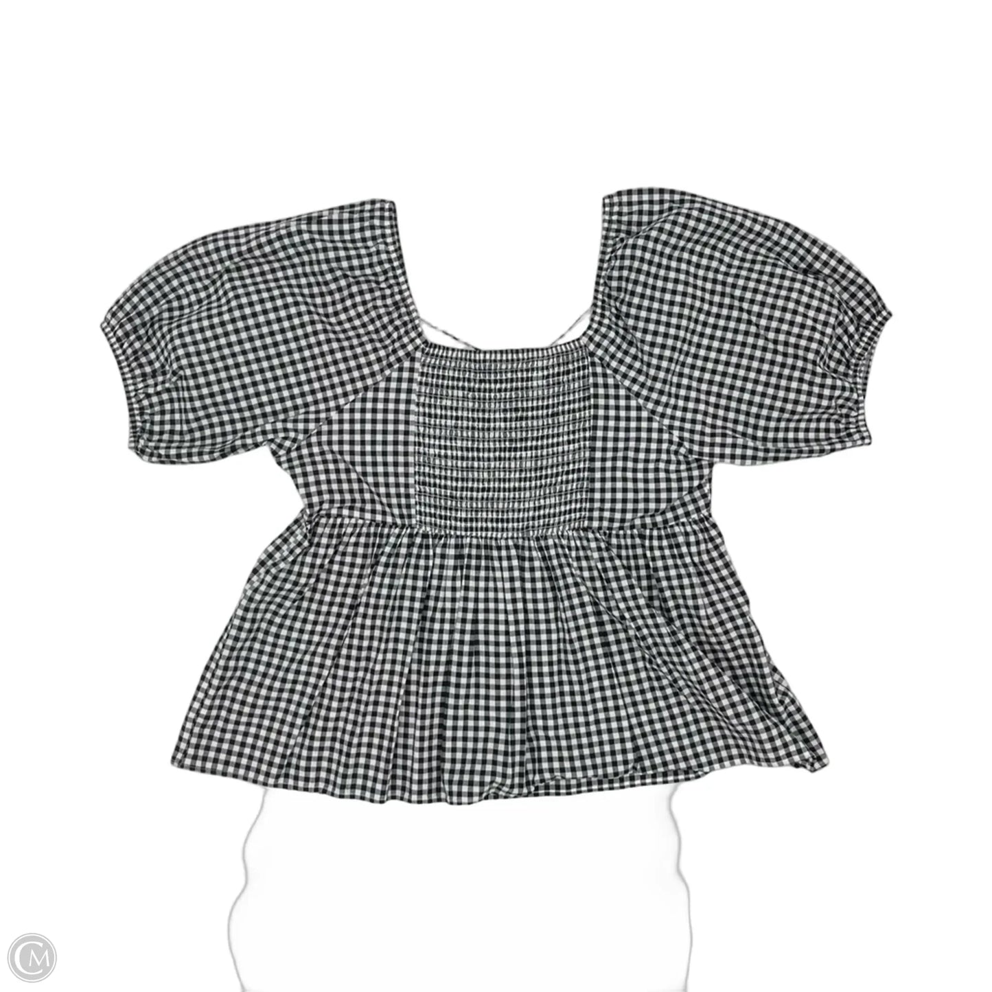 Blouse Short Sleeve By Terra & Sky In Blue & Cream, Size: 1x