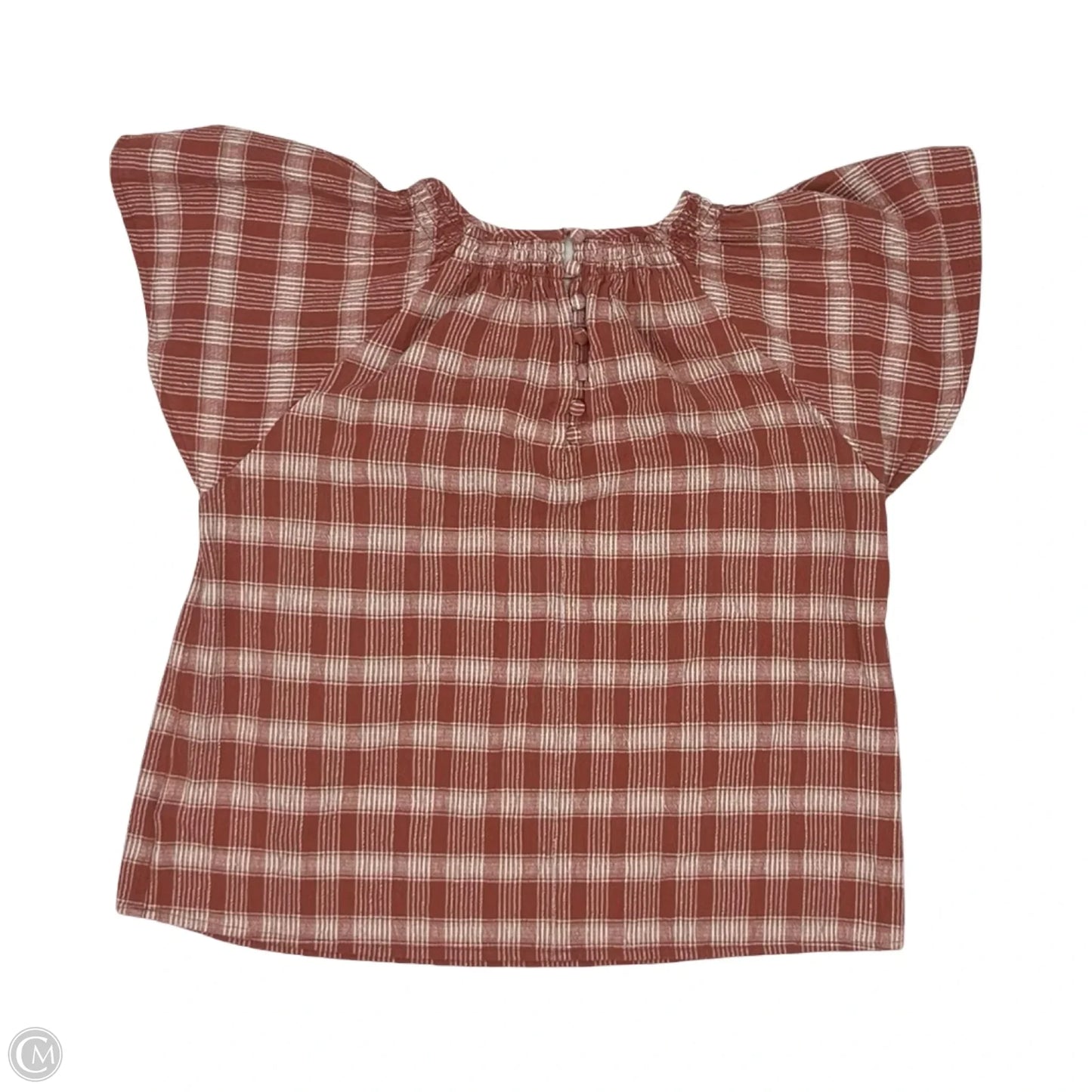 Blouse Short Sleeve By Madewell In Orange & White, Size: Xxs
