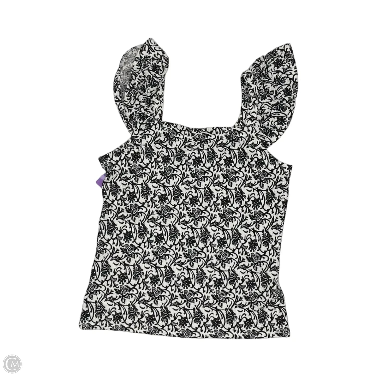 Blouse Short Sleeve By Loft In Black & Cream, Size: S