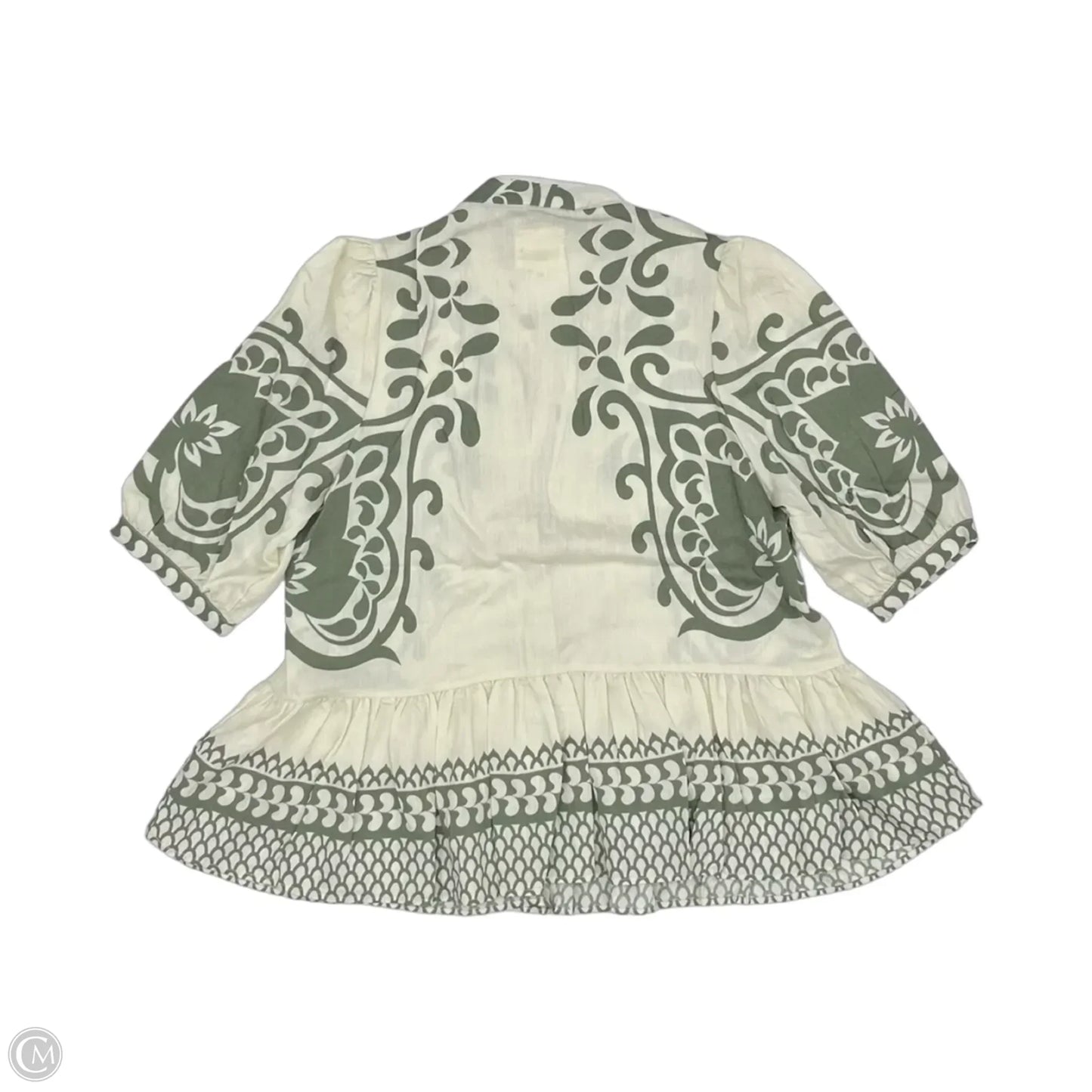 Blouse Short Sleeve By Umgee In Cream & Green, Size: M
