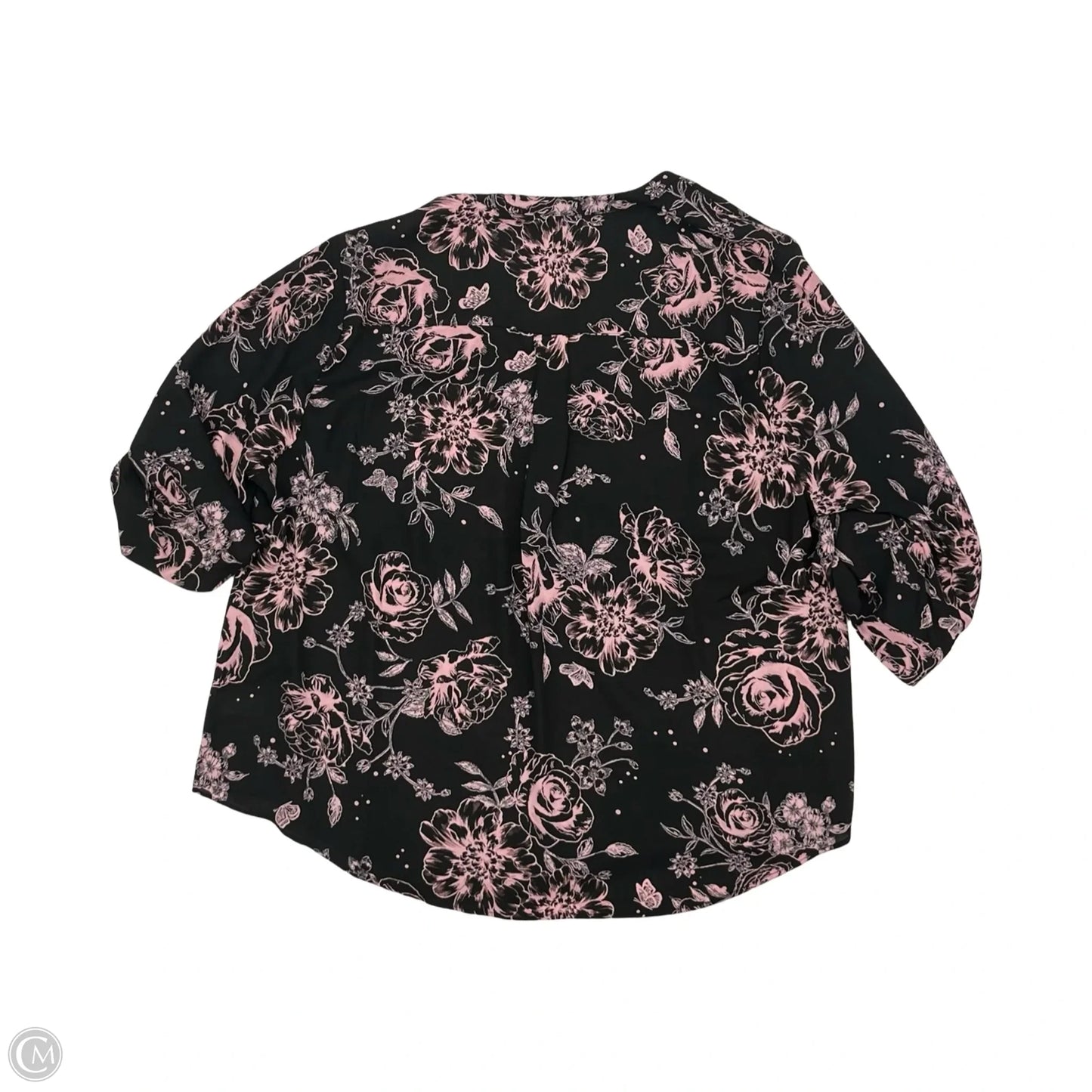 Blouse 3/4 Sleeve By Torrid In Black & Pink, Size: 3x