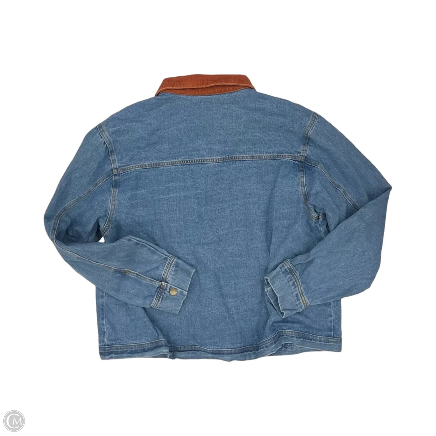 Jacket Denim By Clothes Mentor In Blue & Brown, Size: Xl