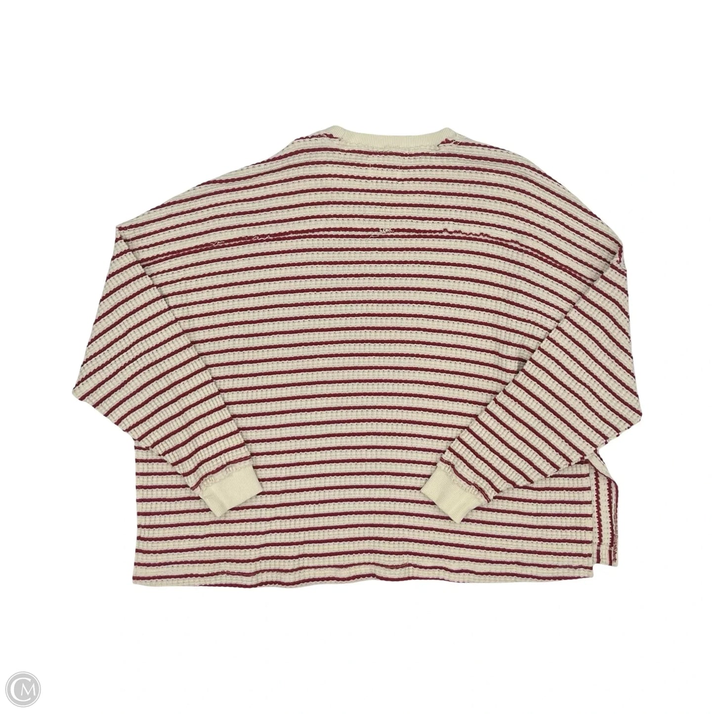 Top Long Sleeve By American Eagle In Cream & Red, Size: M