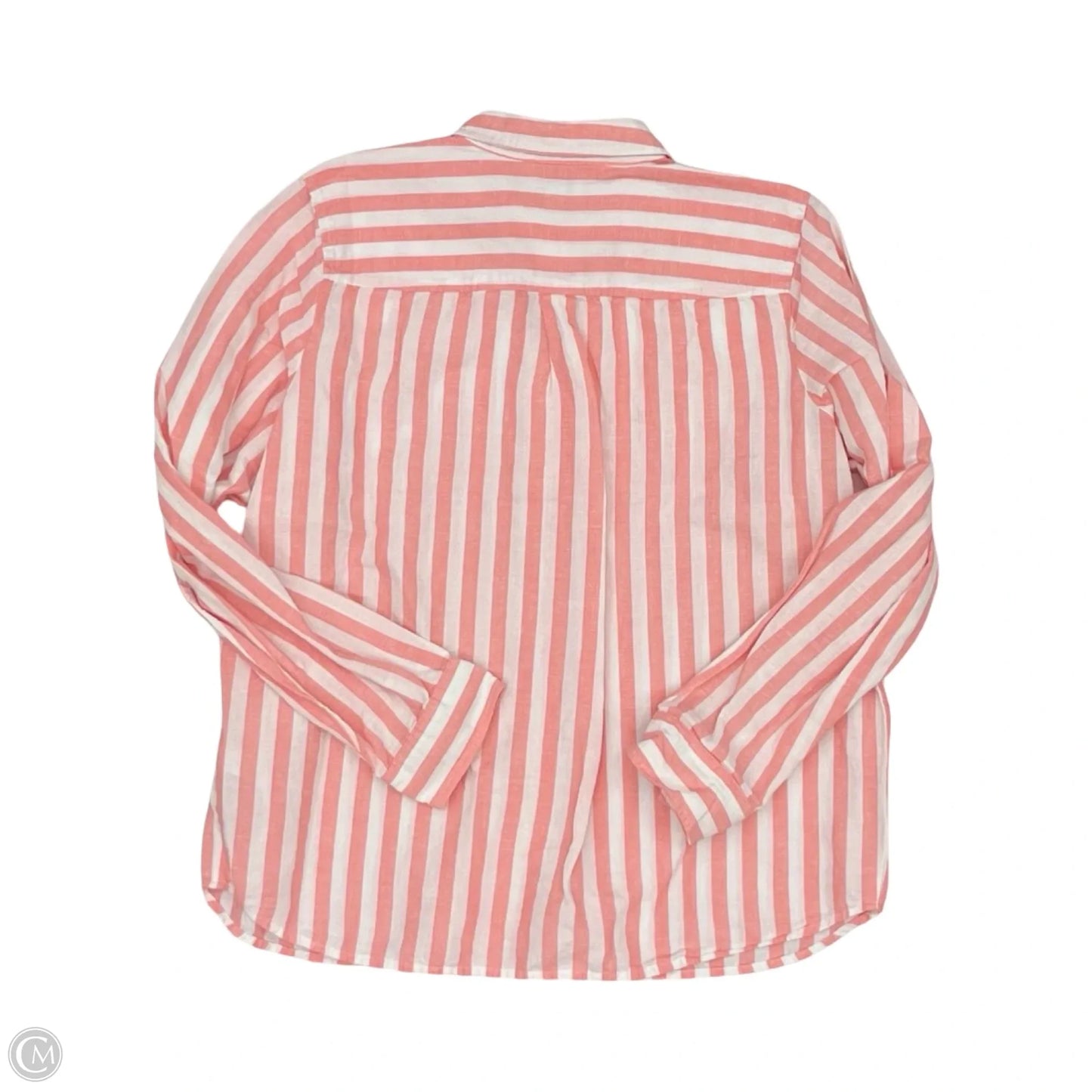 Top Long Sleeve By J. Crew In Orange & White, Size: L