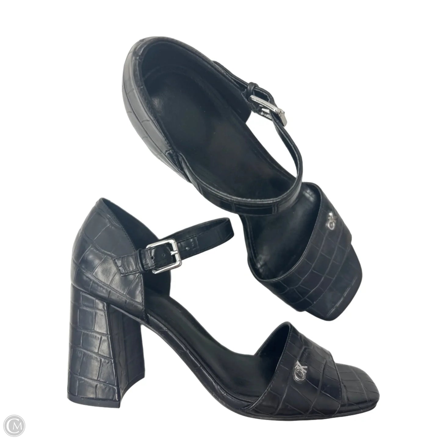 Sandals Heels Block By Calvin Klein In Black, Size: 9