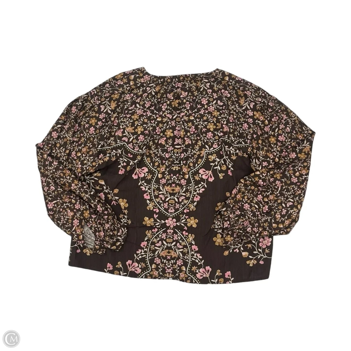 Blouse Long Sleeve By Loft In Brown & Pink, Size: Xs