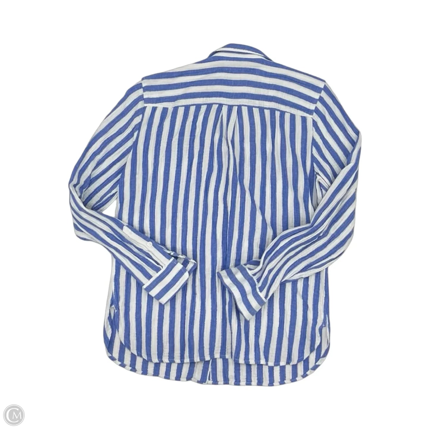 Top Long Sleeve By J. Crew In Blue & Cream, Size: M