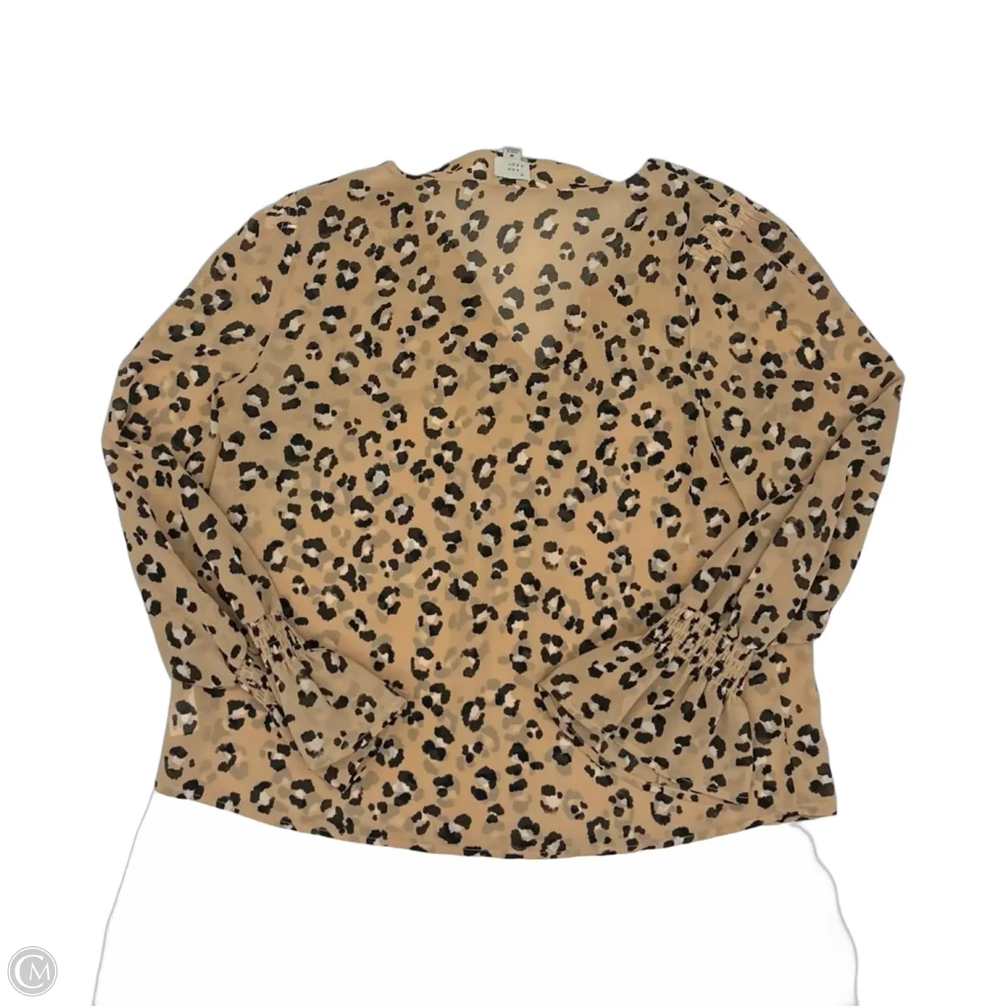 Blouse Long Sleeve By A New Day In Leopard Print, Size: M