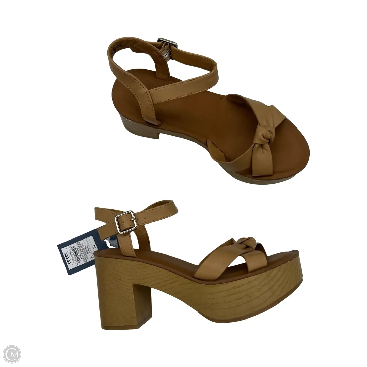Sandals Heels Block By Universal Thread In Tan, Size: 6.5