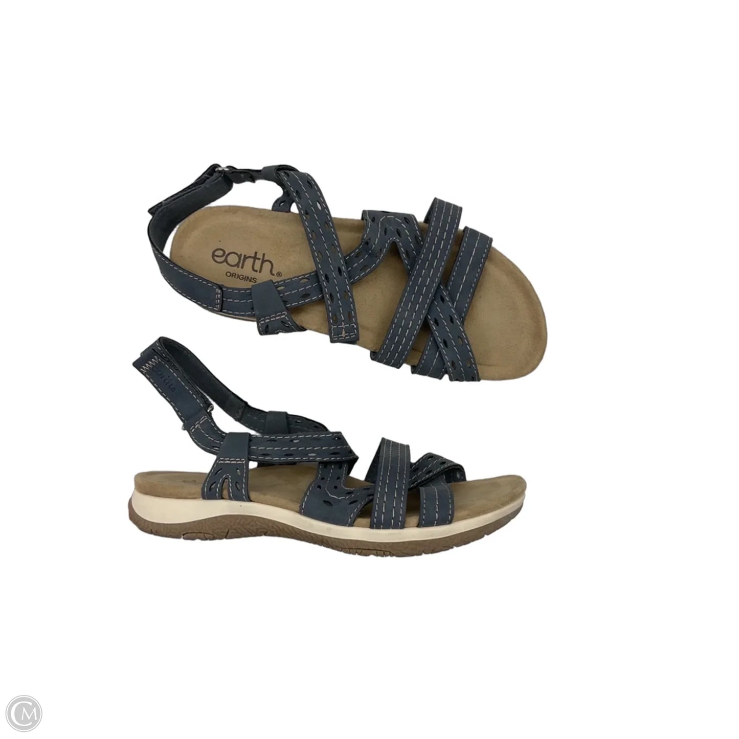 Sandals Flats By Earth In Blue & Tan, Size: 7
