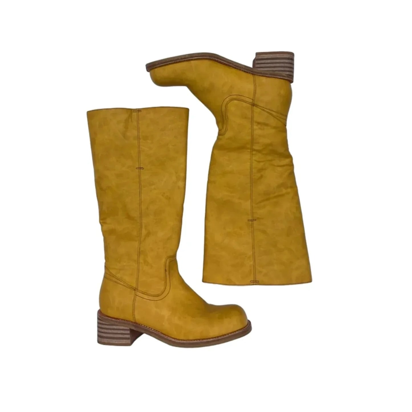 Boots Mid-calf Heels By Clothes Mentor In Tan, Size: 9