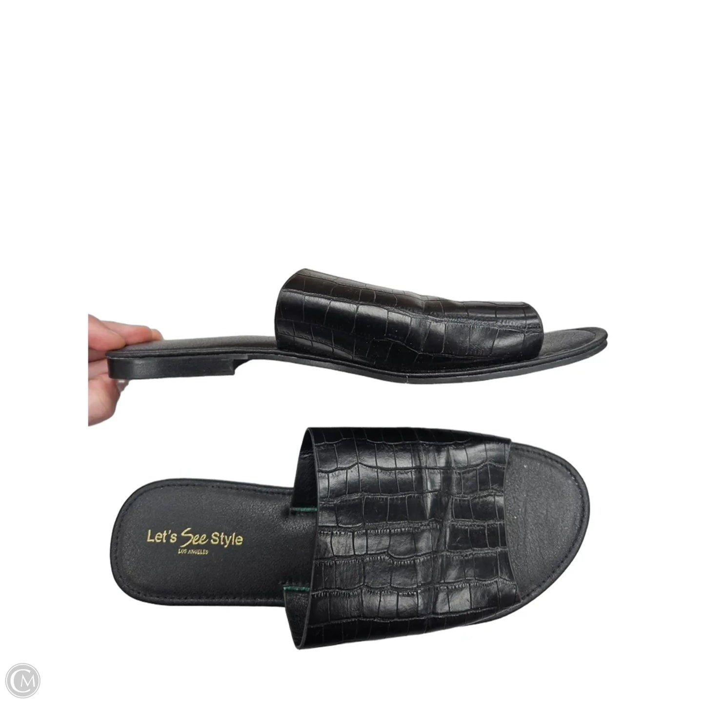 Sandals Flats By Clothes Mentor In Black, Size: 8.5