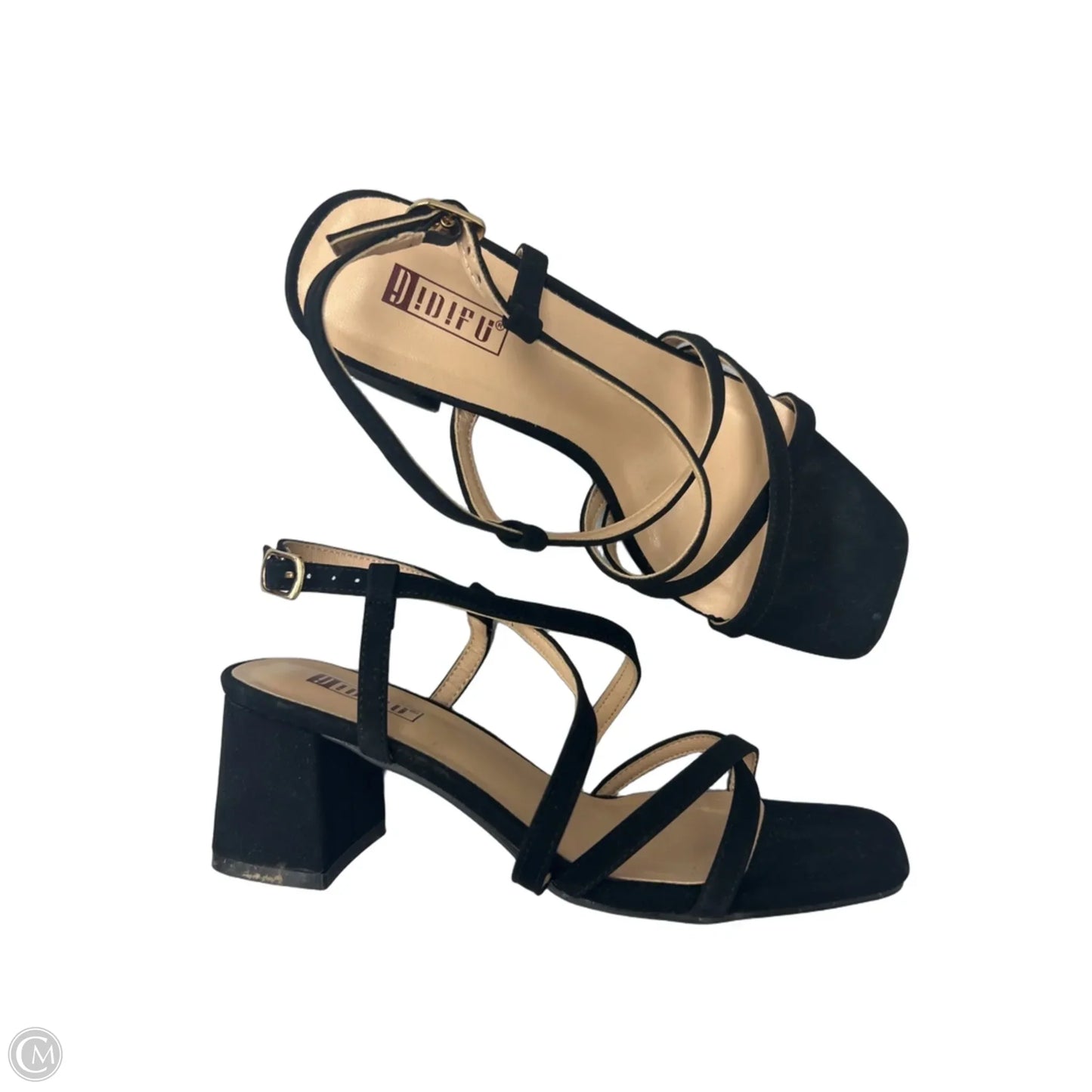 Sandals Heels Block By Clothes Mentor In Black, Size: 7