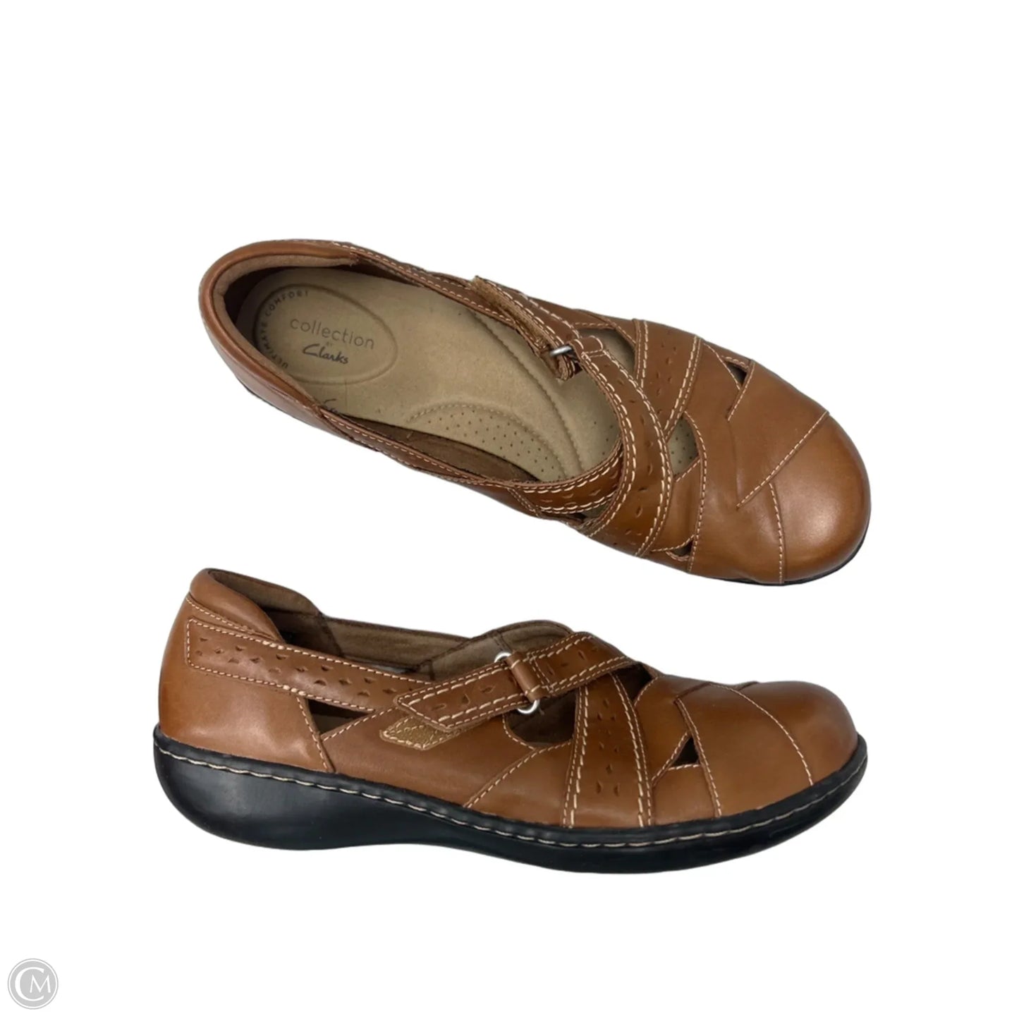 Shoes Flats By Clarks In Brown, Size: 10