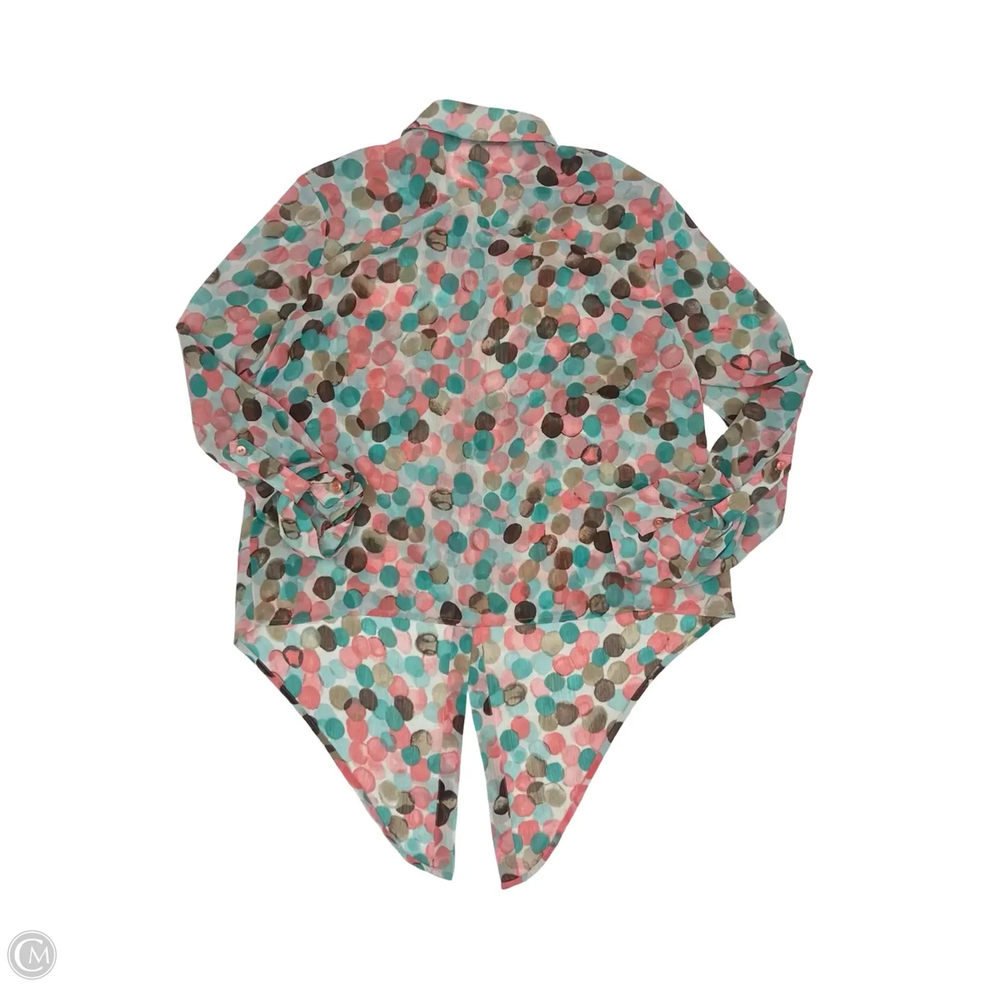 Blouse Long Sleeve By Zac And Rachel In Blue & Pink, Size: Xl