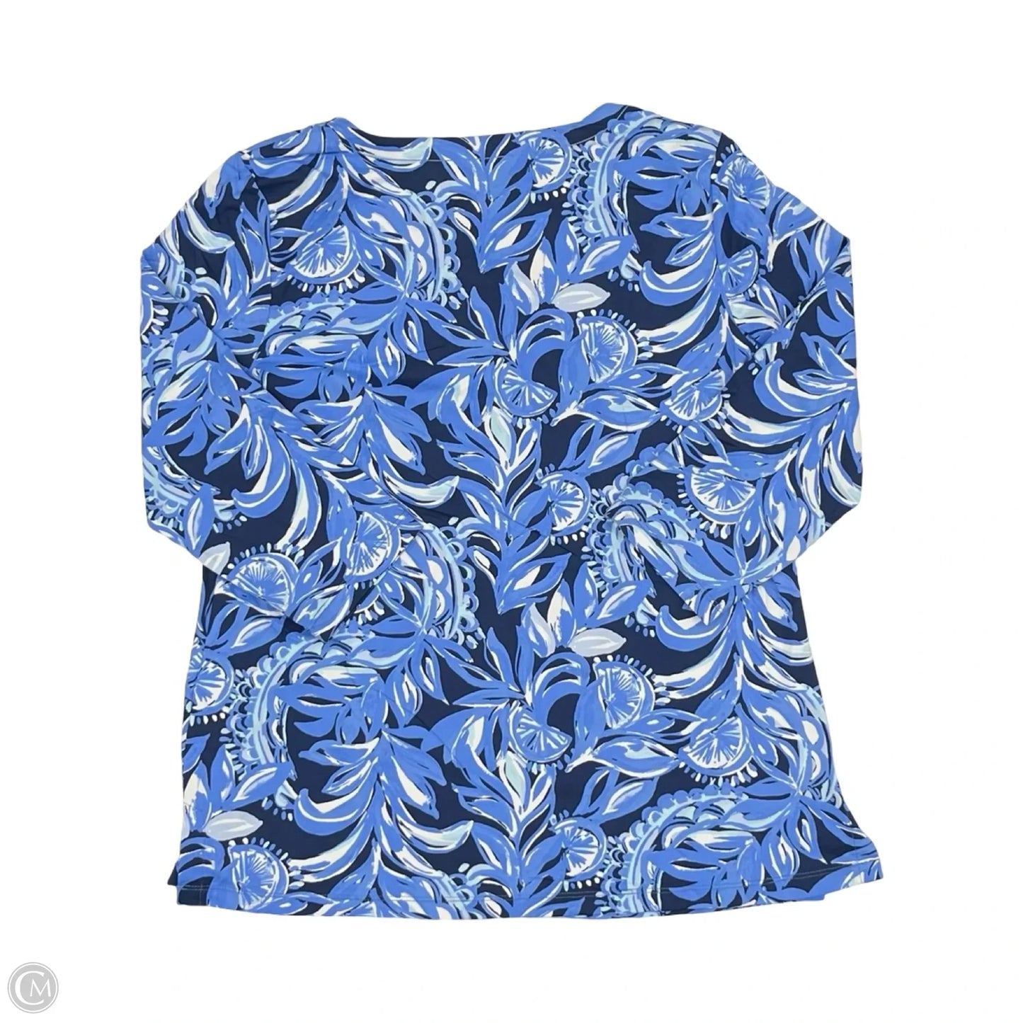 Top 3/4 Sleeve Designer By Lilly Pulitzer In Blue, Size: L