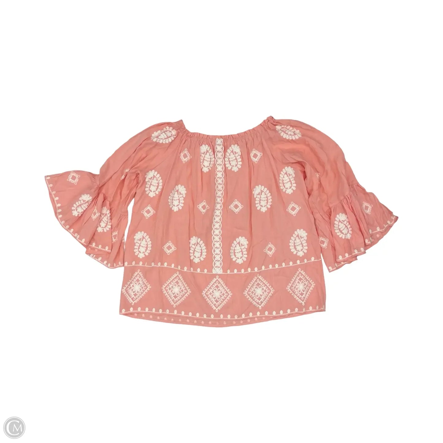 Blouse 3/4 Sleeve By Cato In Peach, Size: 2x