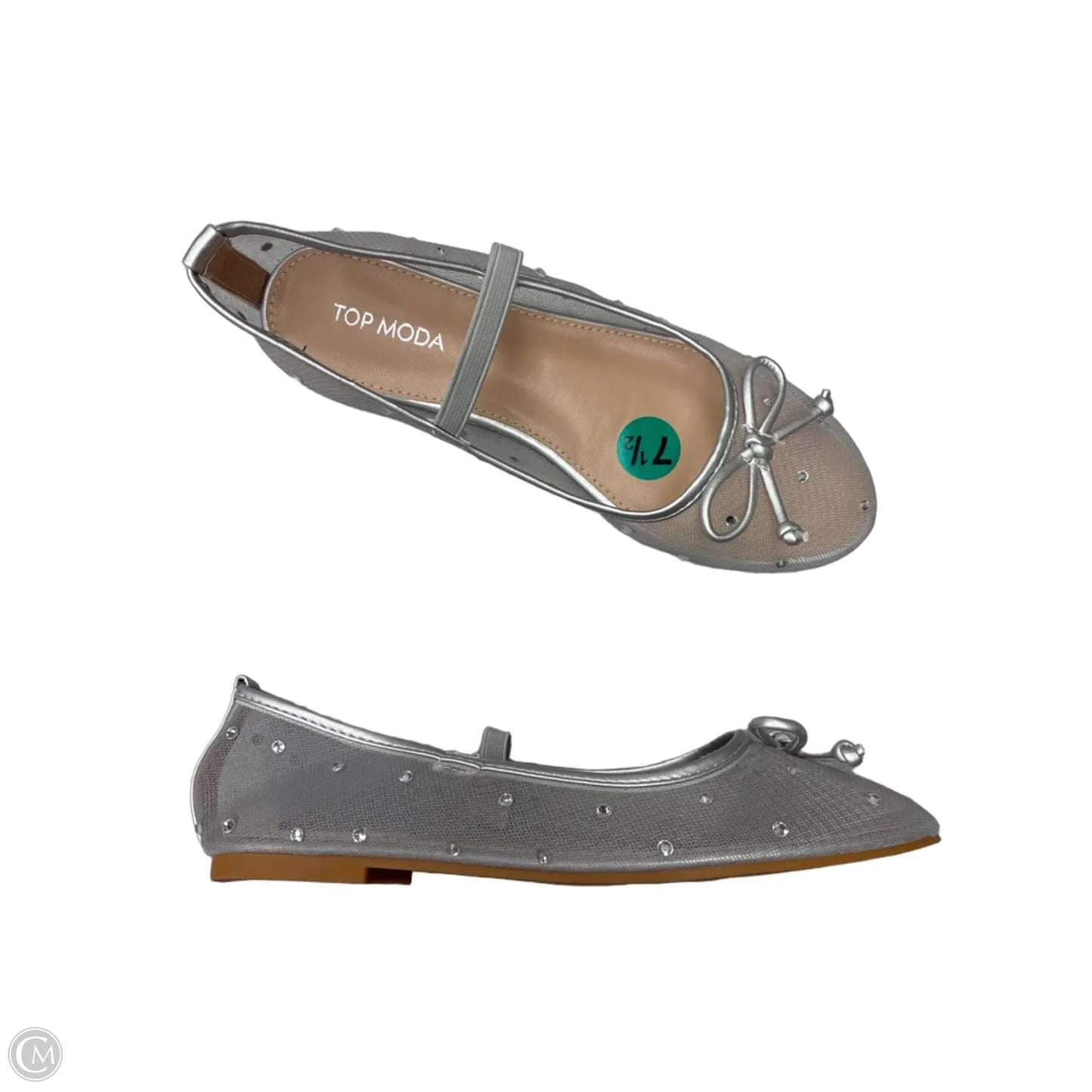 Shoes Flats By Top Moda In Silver, Size: 7.5