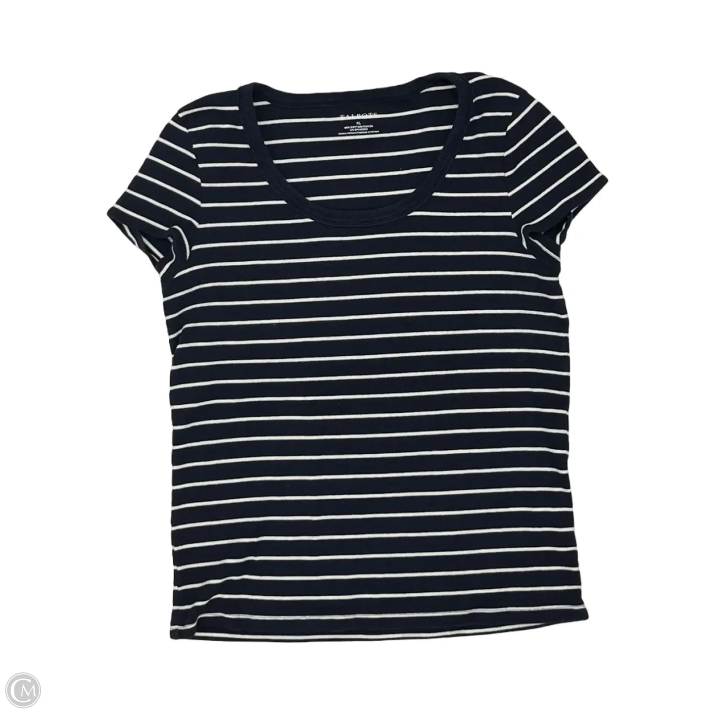 Top Short Sleeve By Talbots In Blue & White, Size: Xl