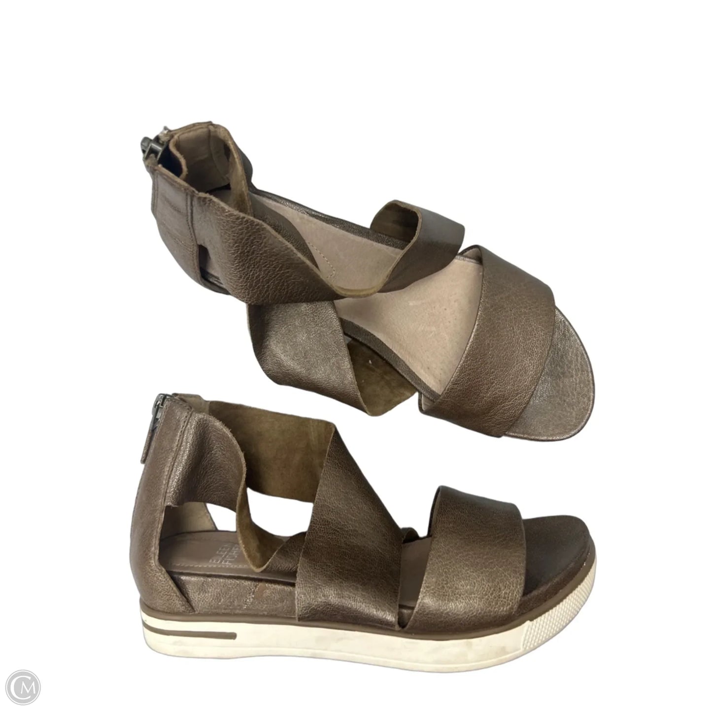 Sandals Heels Wedge By Eileen Fisher In Bronze, Size: 6.5