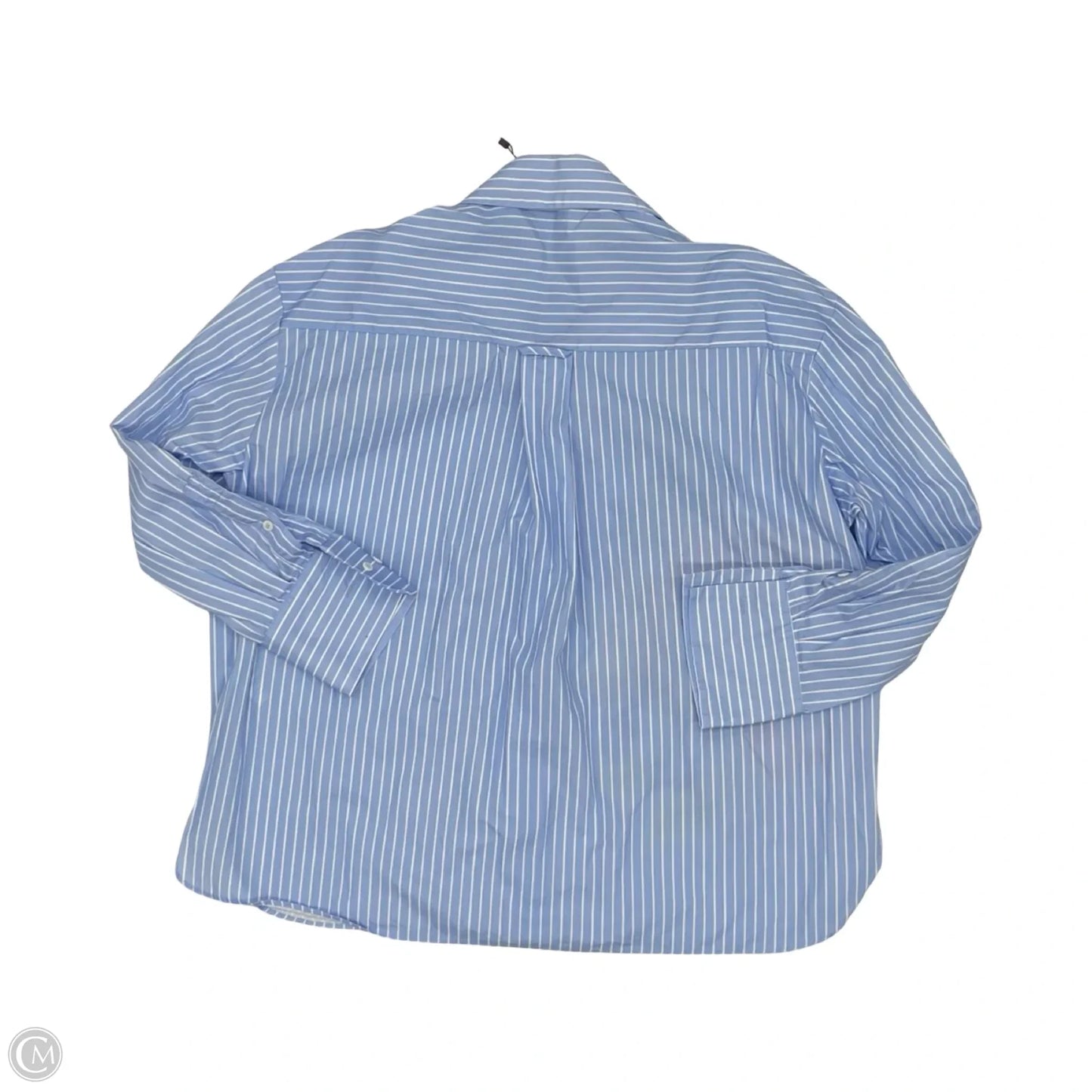 Blouse Long Sleeve By Zara In Blue & White, Size: M