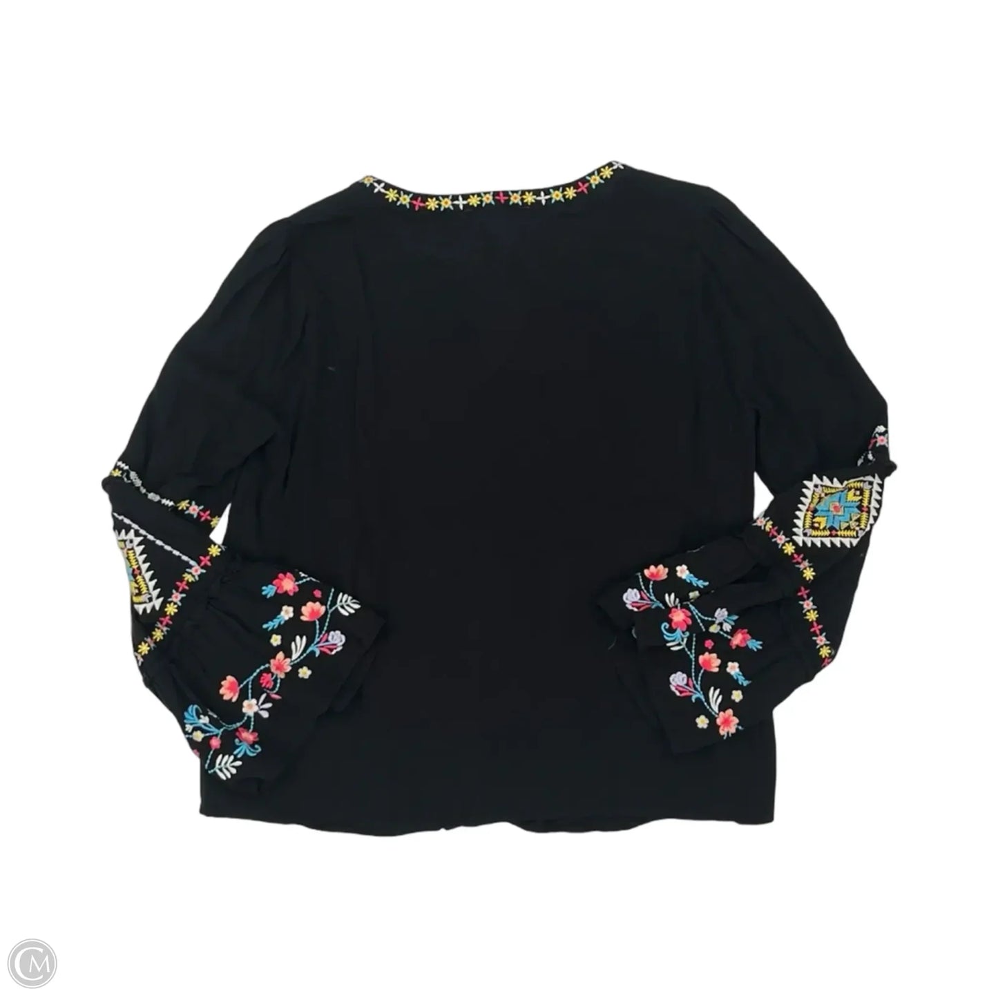 Blouse Long Sleeve By Savanna Jane In Black, Size: L