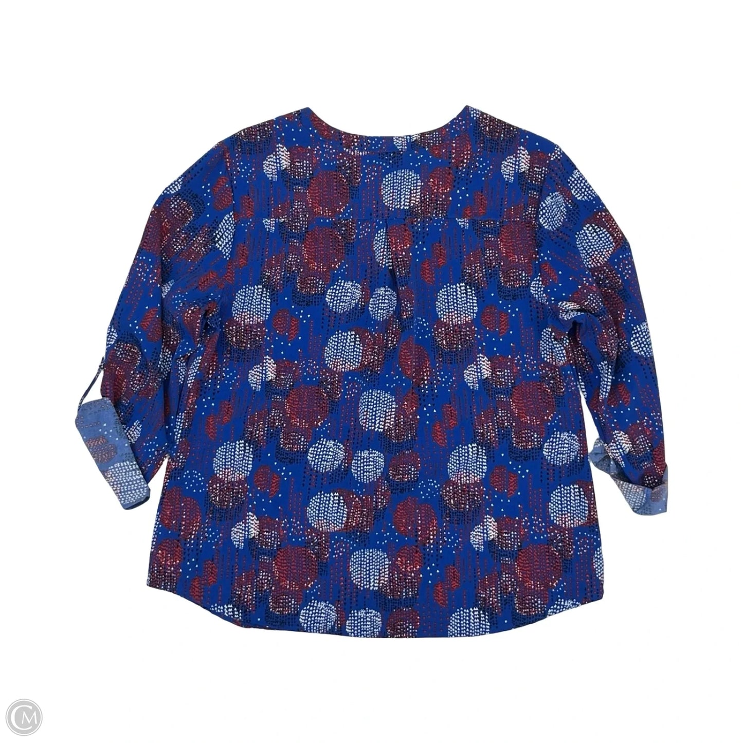 Blouse 3/4 Sleeve By Notations In Blue & Red & White, Size: L