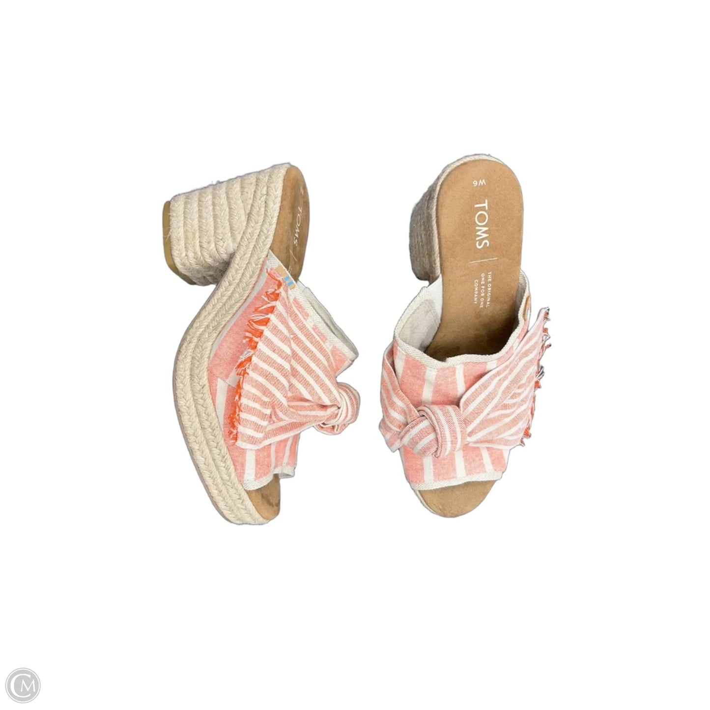 Sandals Heels Block By Toms In Cream & Orange, Size: 6