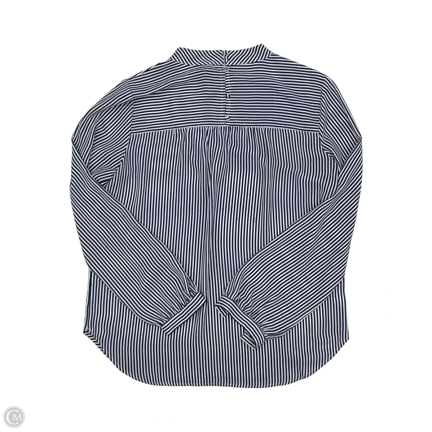 Blouse Long Sleeve By Loft In Blue & White, Size: S
