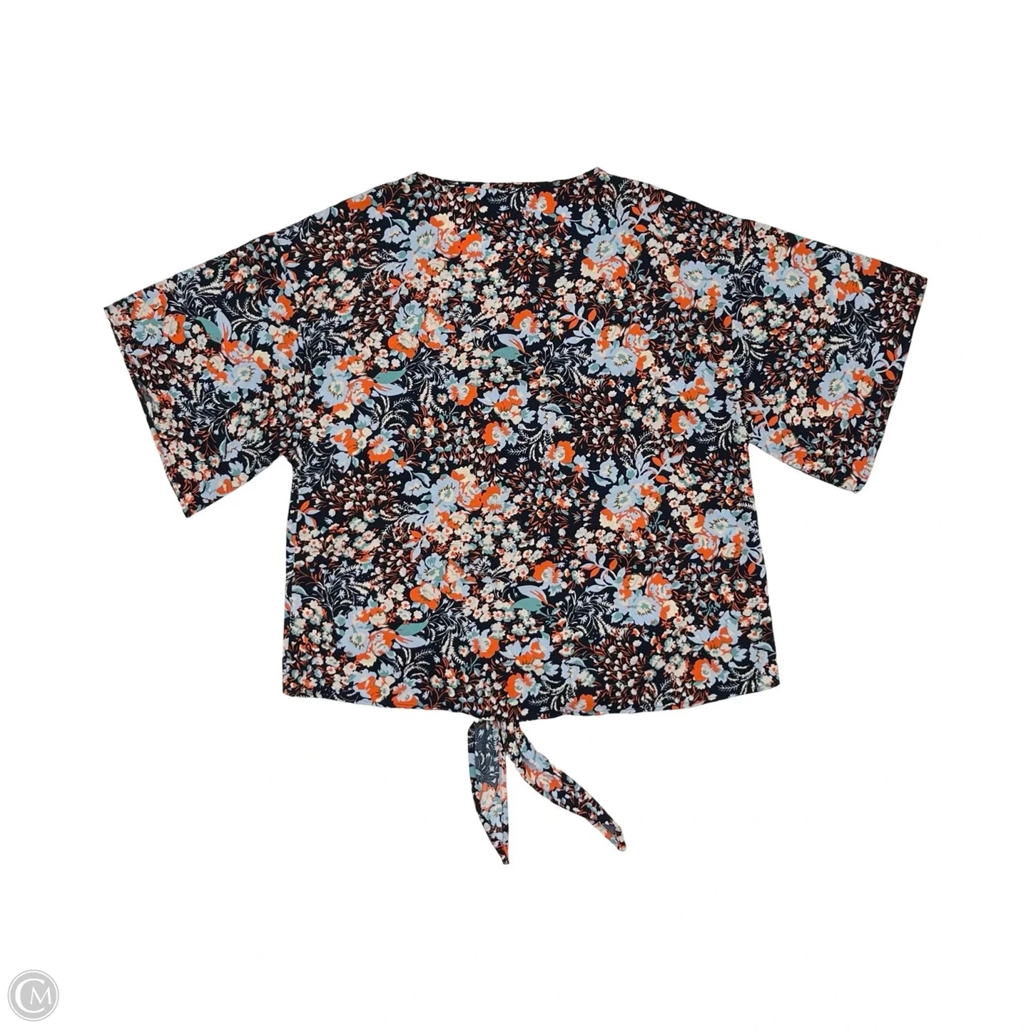 Blouse Short Sleeve By Clothes Mentor In Blue & Orange, Size: L