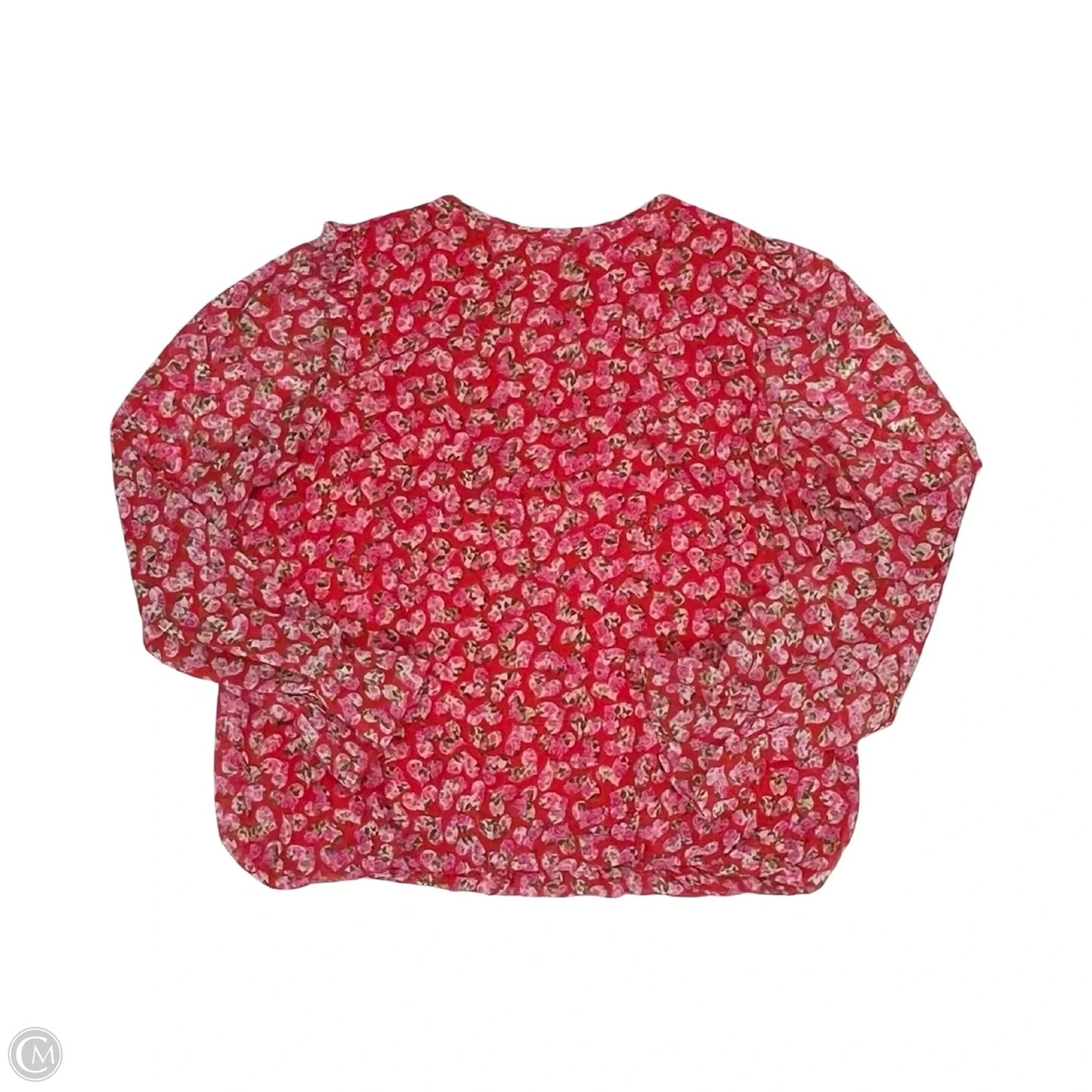 Blouse Long Sleeve By Cece In Pink & Red, Size: L