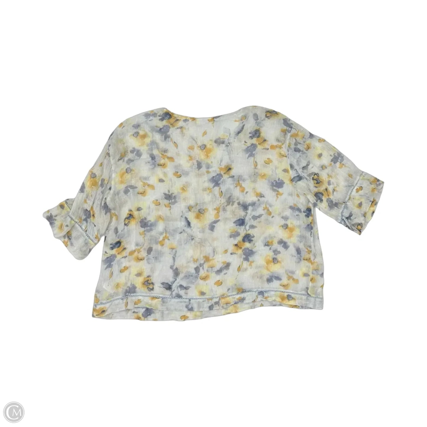 Blouse Short Sleeve By Pure Jill In White & Yellow, Size: Xlp