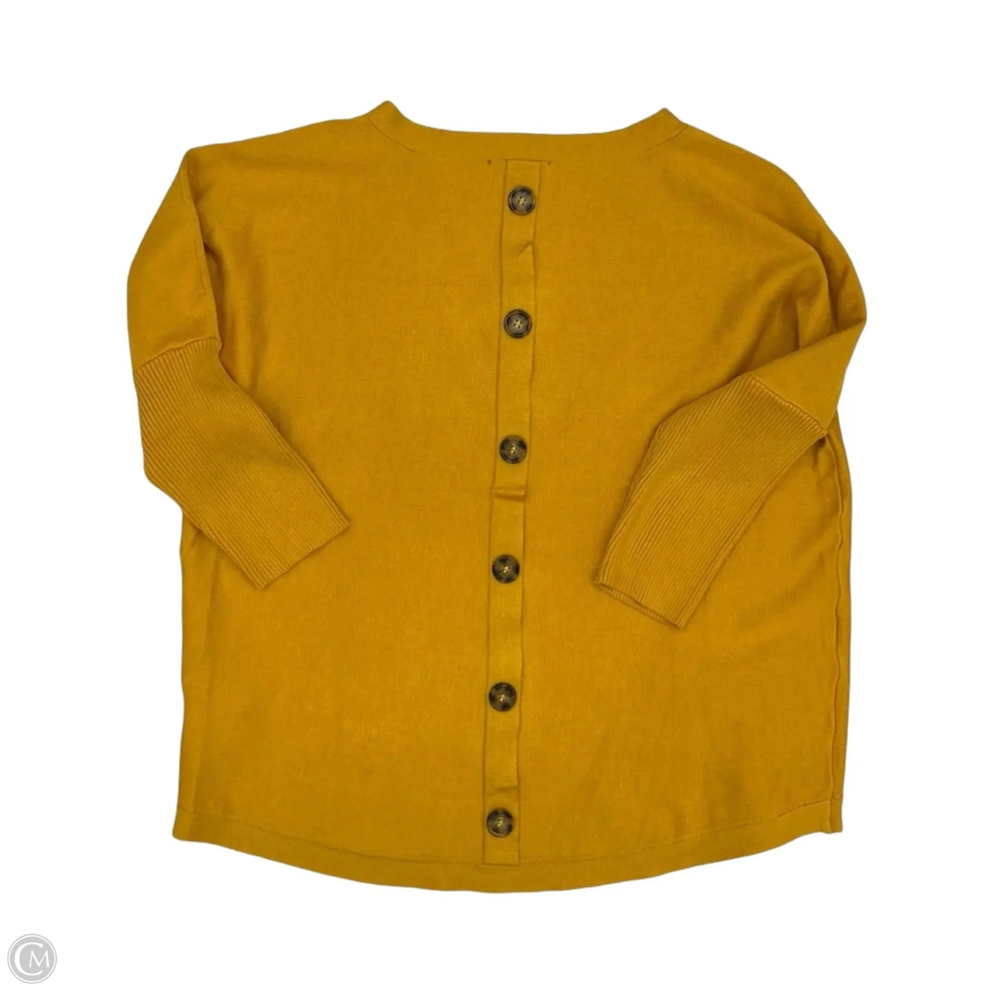 Sweater Short Sleeve By Cable And Gauge In Gold, Size: Xl