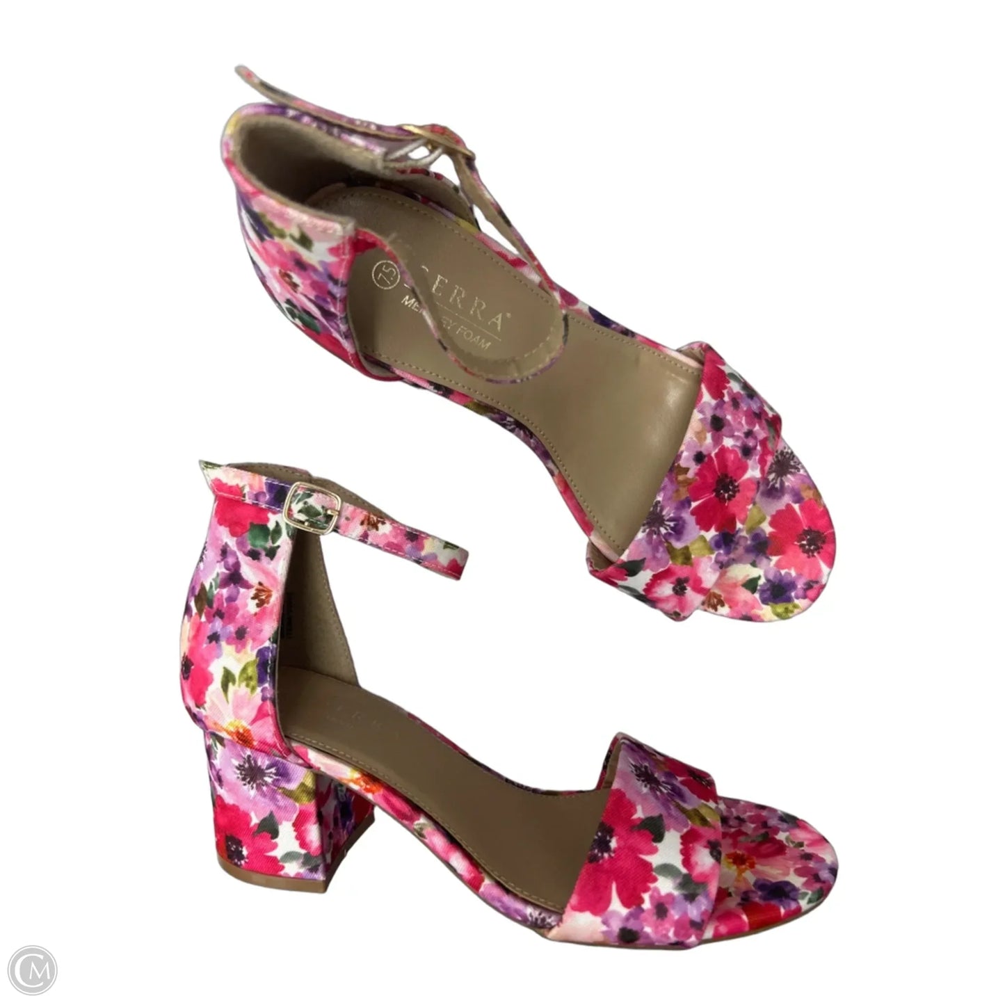 Sandals Heels Block By Serra In Floral Print, Size: 7.5