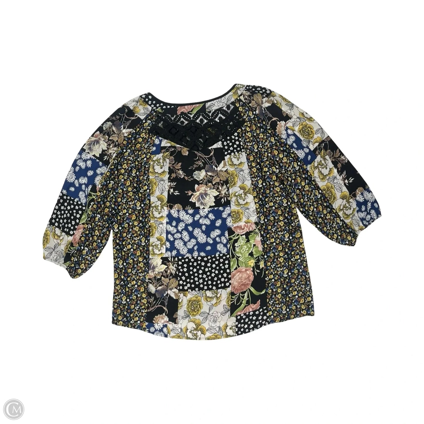 Blouse Long Sleeve By Clothes Mentor In Black & Gold, Size: L