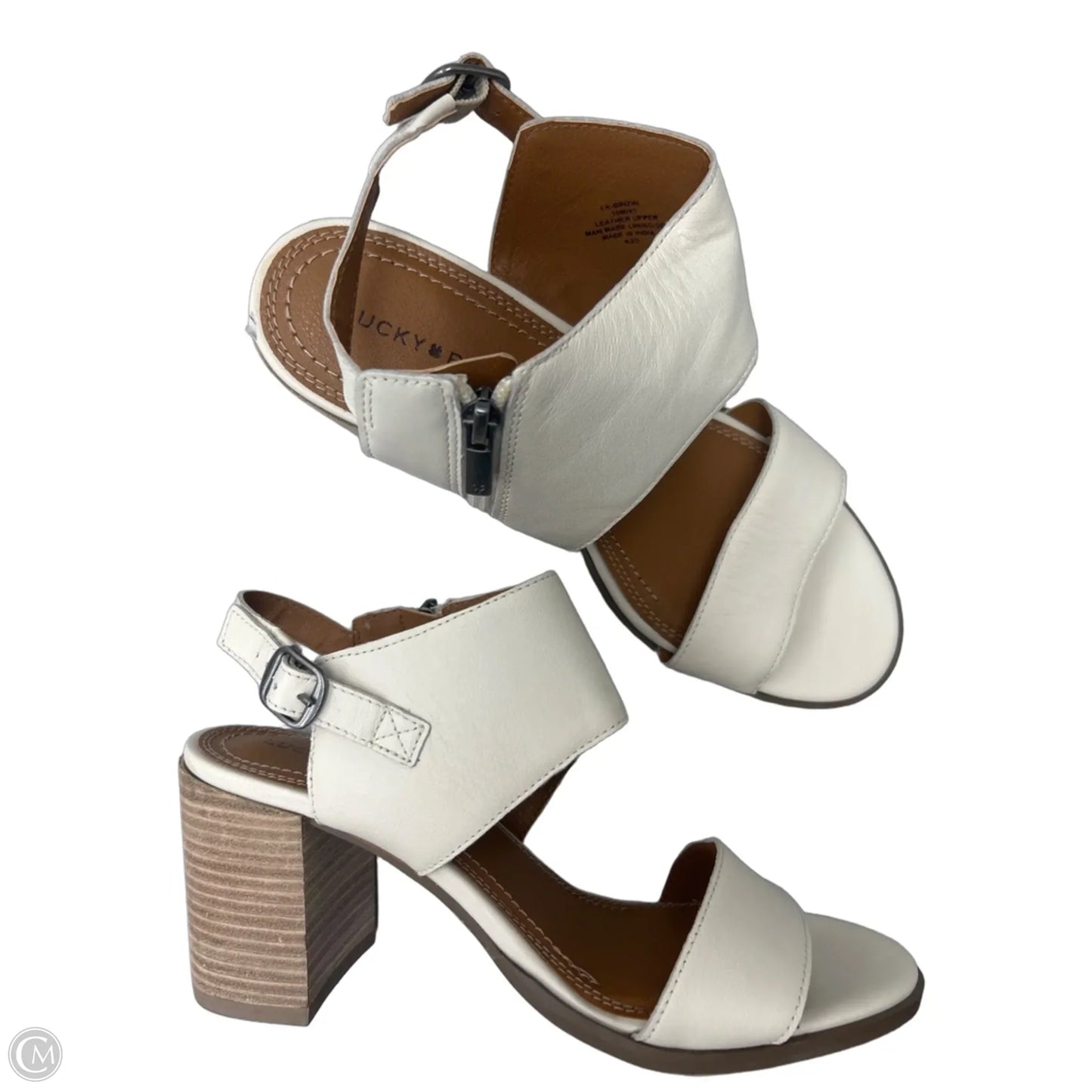 Sandals Heels Block By Lucky Brand In Cream, Size: 10