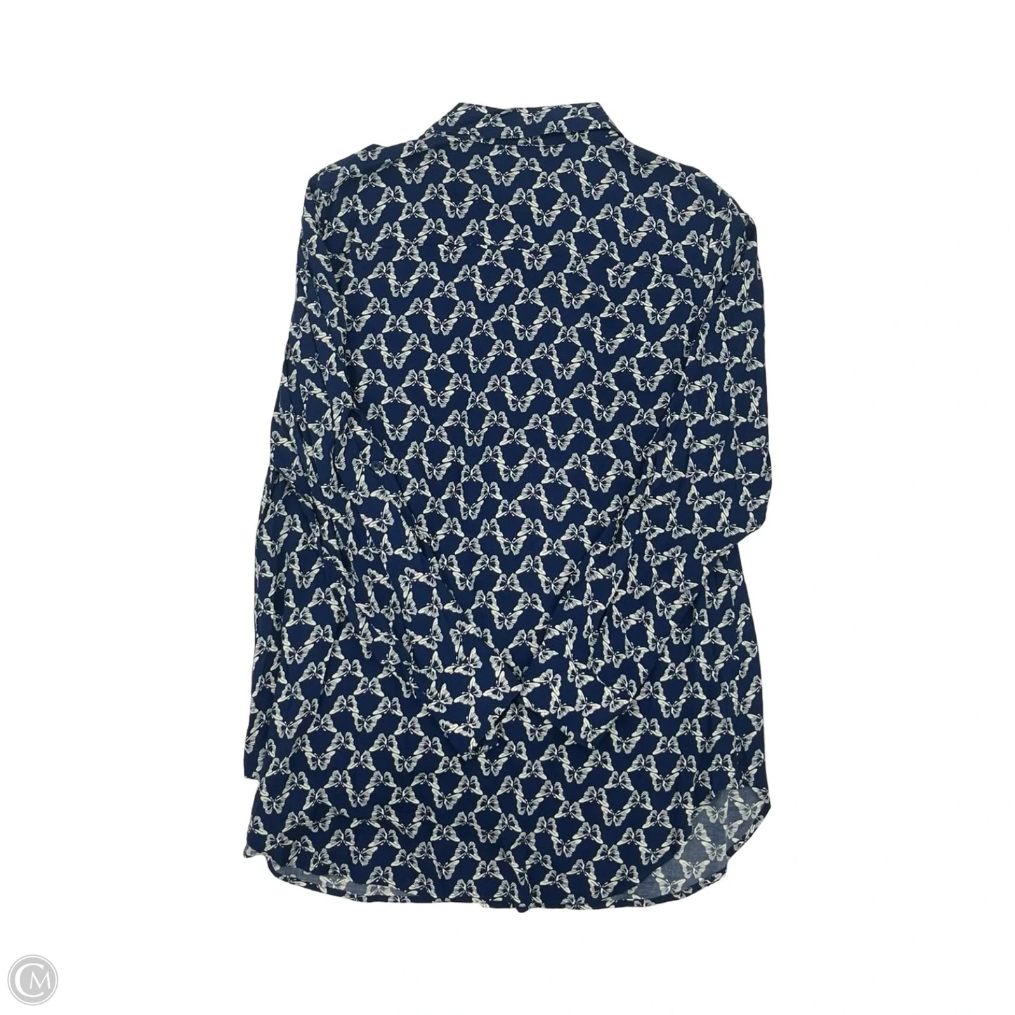 Blouse Long Sleeve By Talbots In Blue & White, Size: 1x