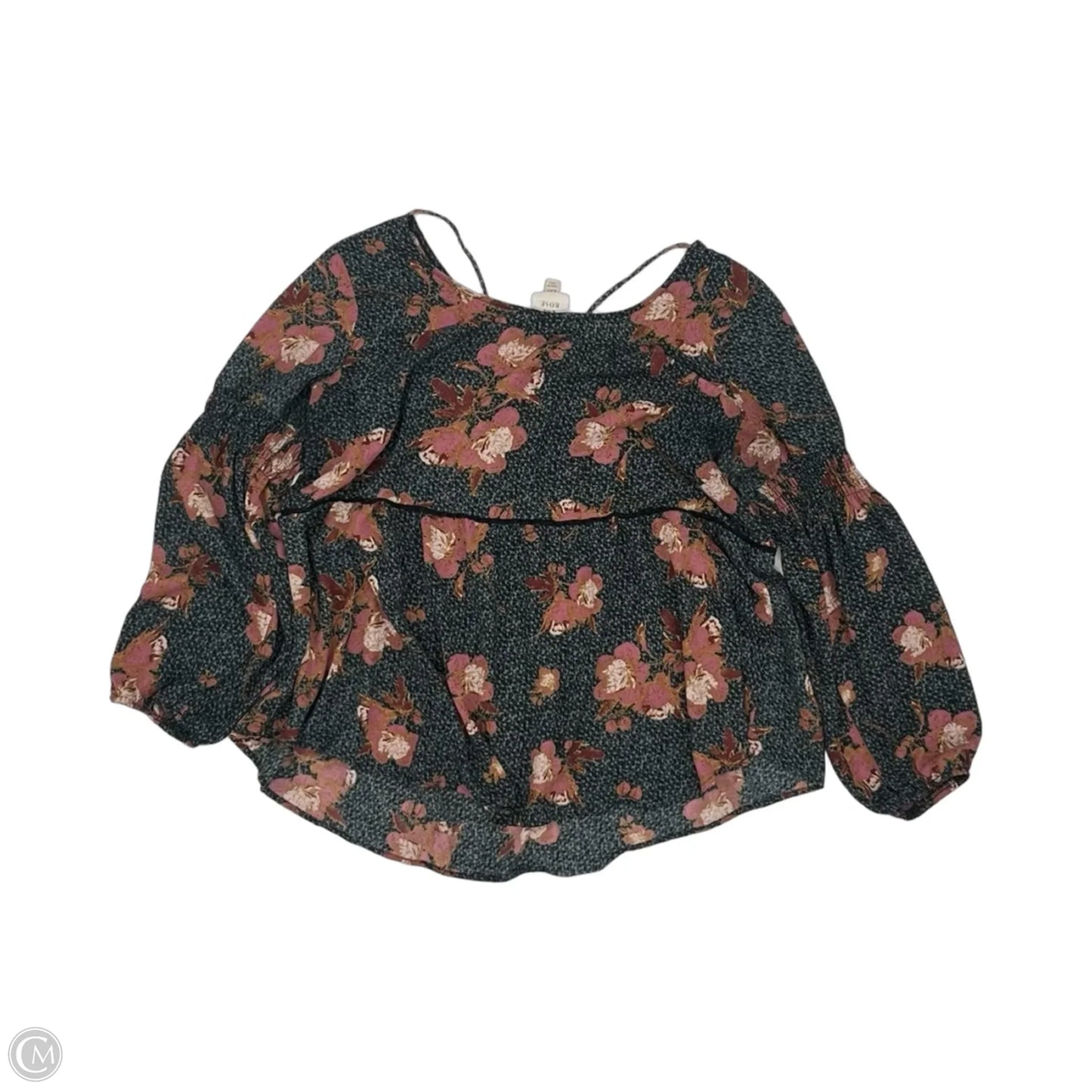 Blouse Long Sleeve By Knox Rose In Black & Pink, Size: Xxl