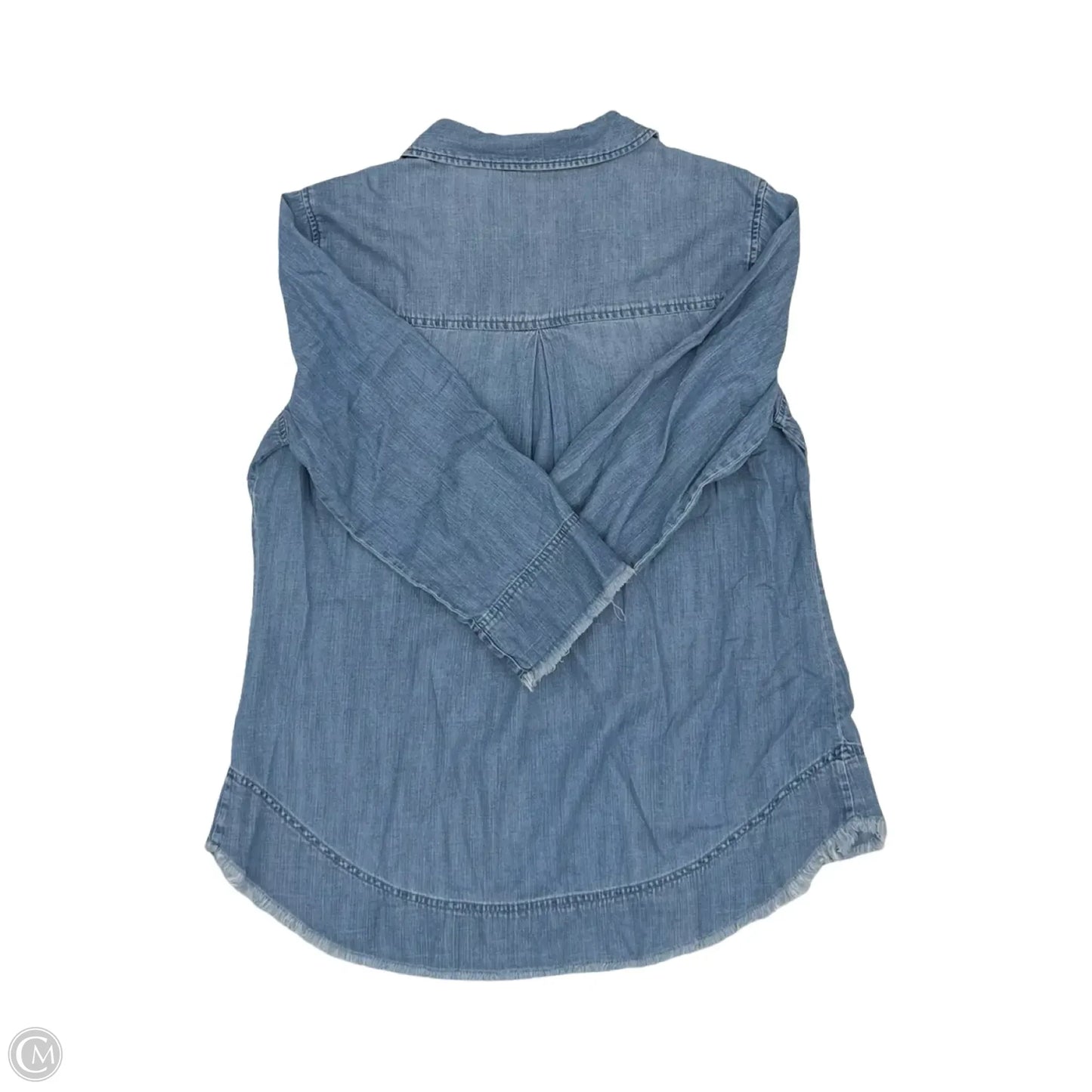 Blouse Long Sleeve By Liverpool In Blue Denim, Size: L
