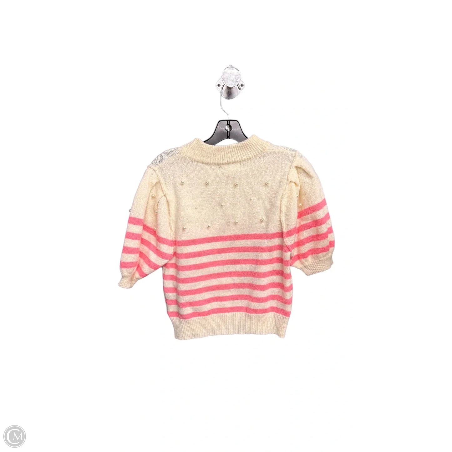 Sweater Short Sleeve By Peach Love Cream California In Striped Pattern, Size: S