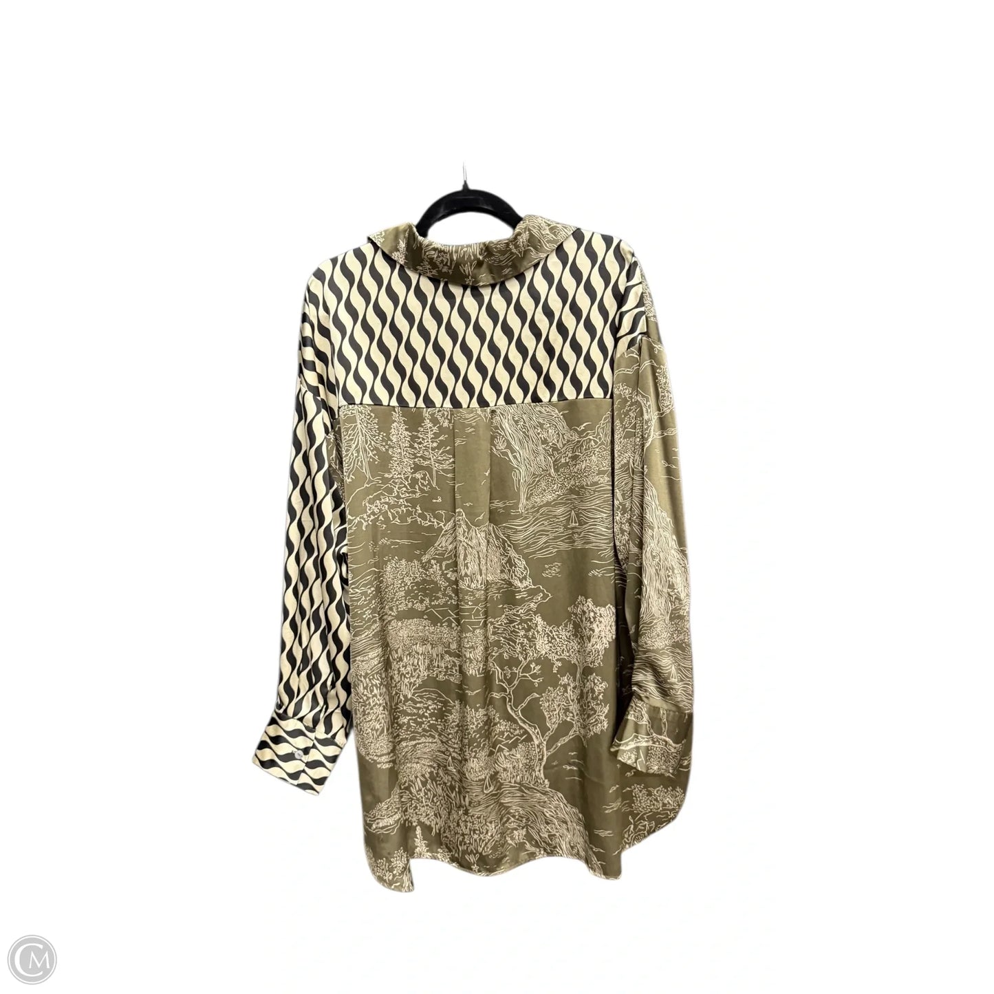 Blouse Long Sleeve By Entro In Black & Cream, Size: Xl