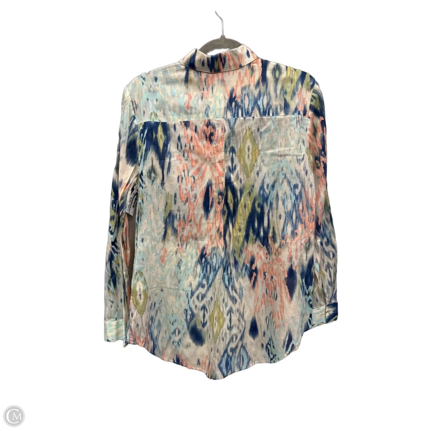 Blouse 3/4 Sleeve By Chicos In Blue & Green, Size: M