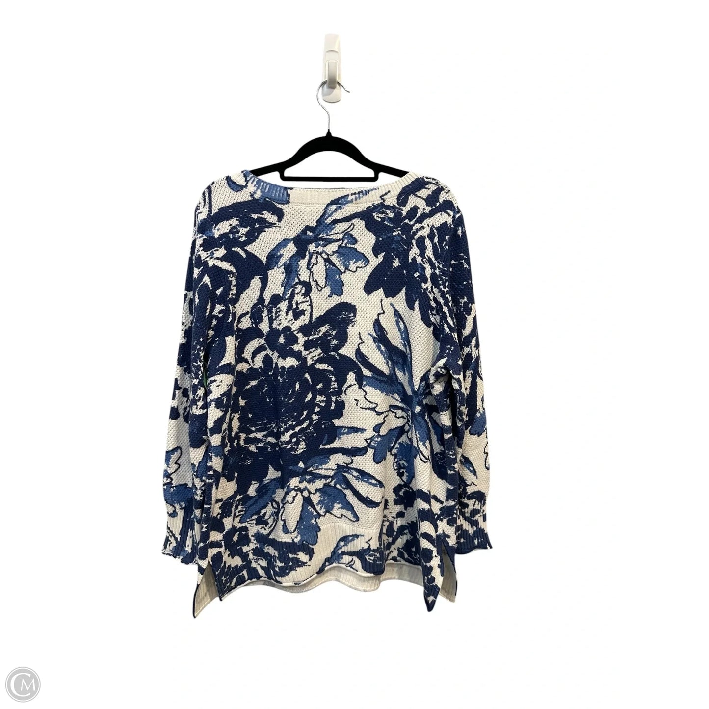 Top Long Sleeve By Soft Surroundings In Blue & White, Size: Xlp